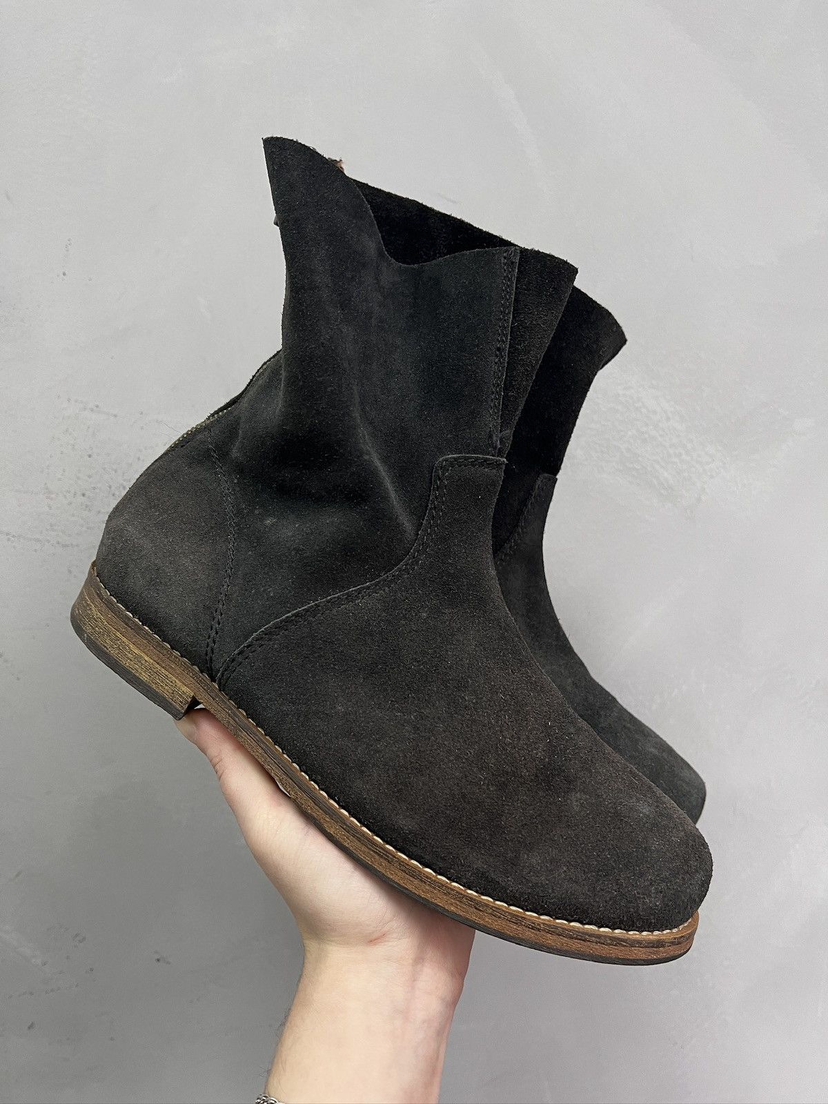 A.S.98 Ankle suede leather boots front zip guidi style gudrun Size US 7.5 / EU 40-41 - 3 Thumbnail