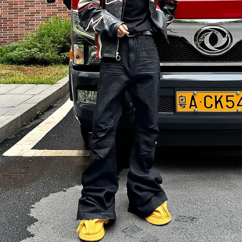 Other Black Stacked Flared Waxed Jeans Size US 33 - 5 Thumbnail