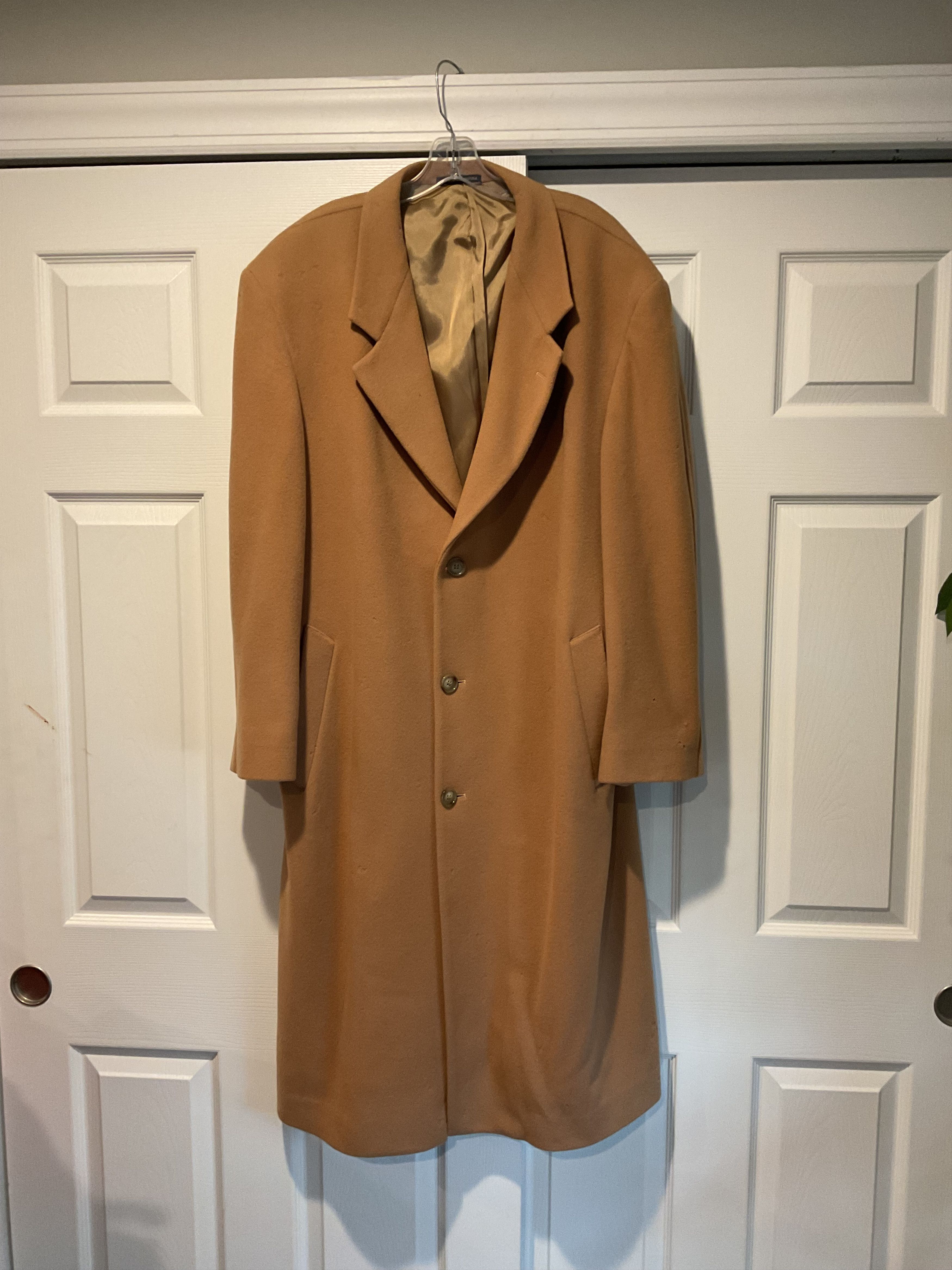 Ralph Lauren Vintage Men’s Wool Tan Long Trench Coat Jacket