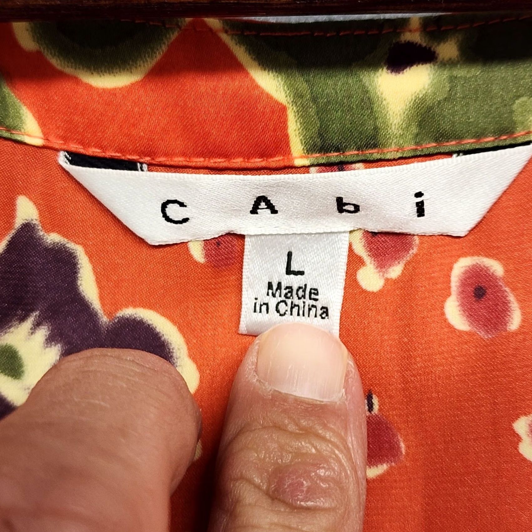 Vintage CAbi Top Womens Large Orange Floral Tie Waist Sleeveless Buttons Shirt Size L / US 10 / IT 46 - 3 Thumbnail