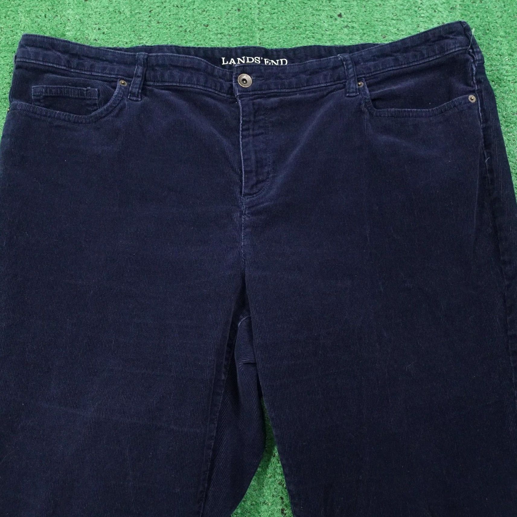 Lands' End Lands' End Pants Womens 20W Blue Corduroy Mid Rise Straight Chino 43x27 Size 42" / US 20 - 2 Thumbnail