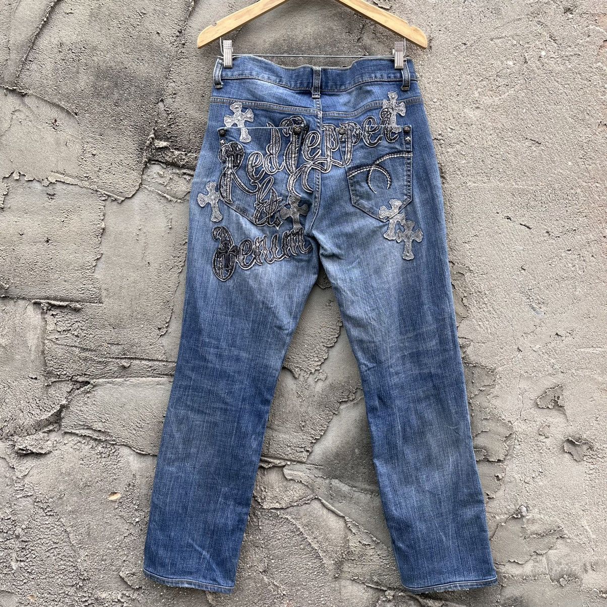 If Six Was Nine Red peppers distressed pants like a chrome hearts Size US 34 / EU 50 - 1 Thumbnail