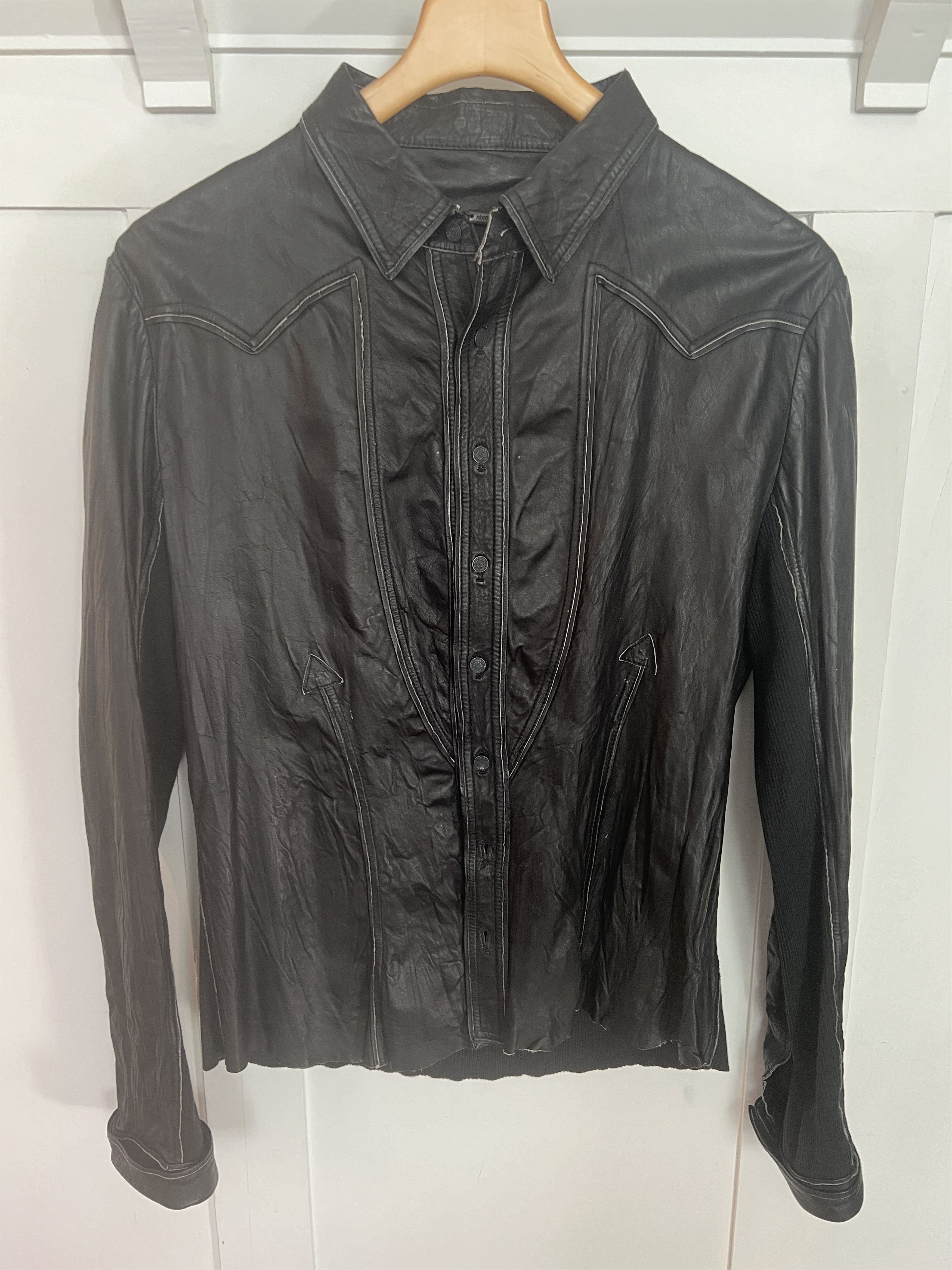 Roberto Cavalli Roberto Cavalli Y2K Western leather/cotton shirt Size US L / EU 52-54 / 3 - 1 Thumbnail