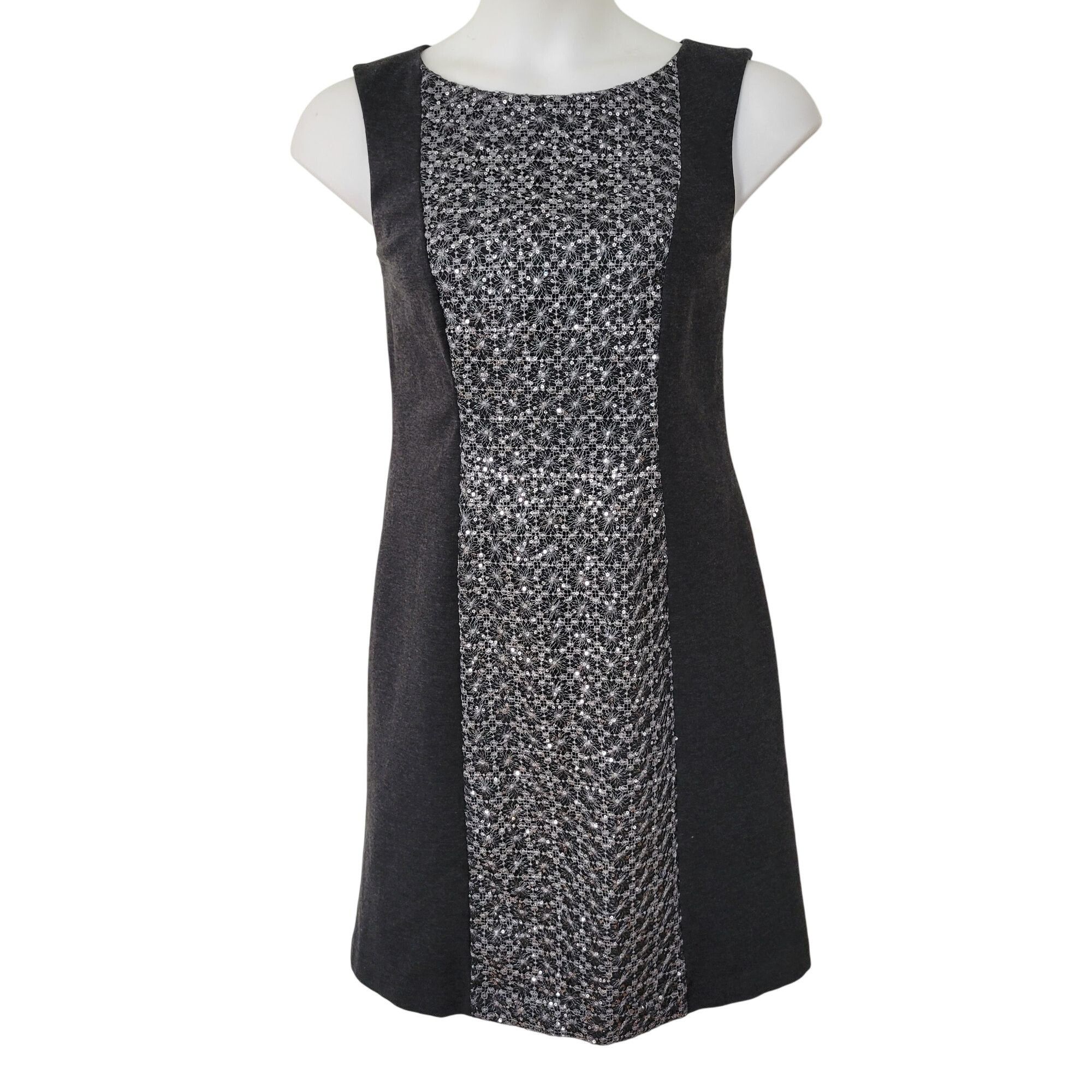Chicos Chicos 2 Heather Grey Sequin Panel TALIA Sheath Sleeveless D Size L / US 10 / IT 46 - 1 Thumbnail