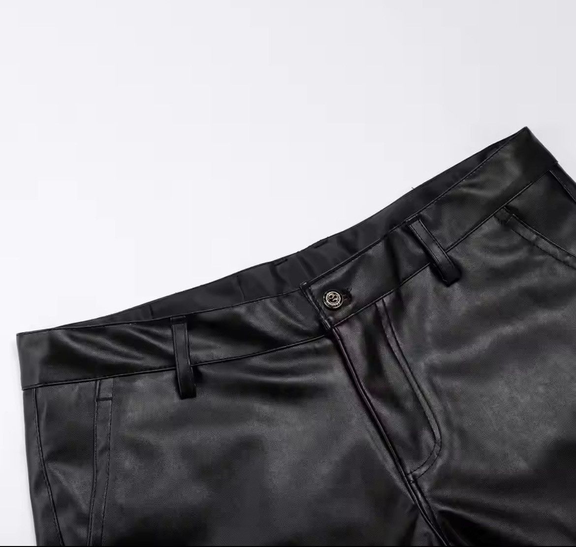 Other Men Elastic PU Leather Short Pants Size US 35 - 3 Thumbnail