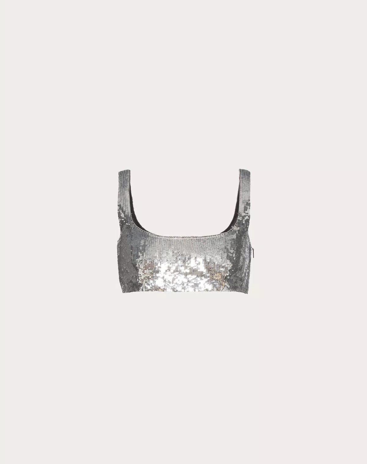 Valentino o1s1wg110625 Size: 40/Embroidered Organza Bralette in Silver Size ONE SIZE - 1 Thumbnail