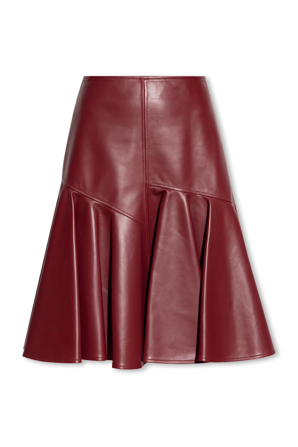 Bottega Veneta o1n1vont0925 Leather A-Line Skirt in Burgundy Size 27" / US 4 / IT 40 - 1 Thumbnail