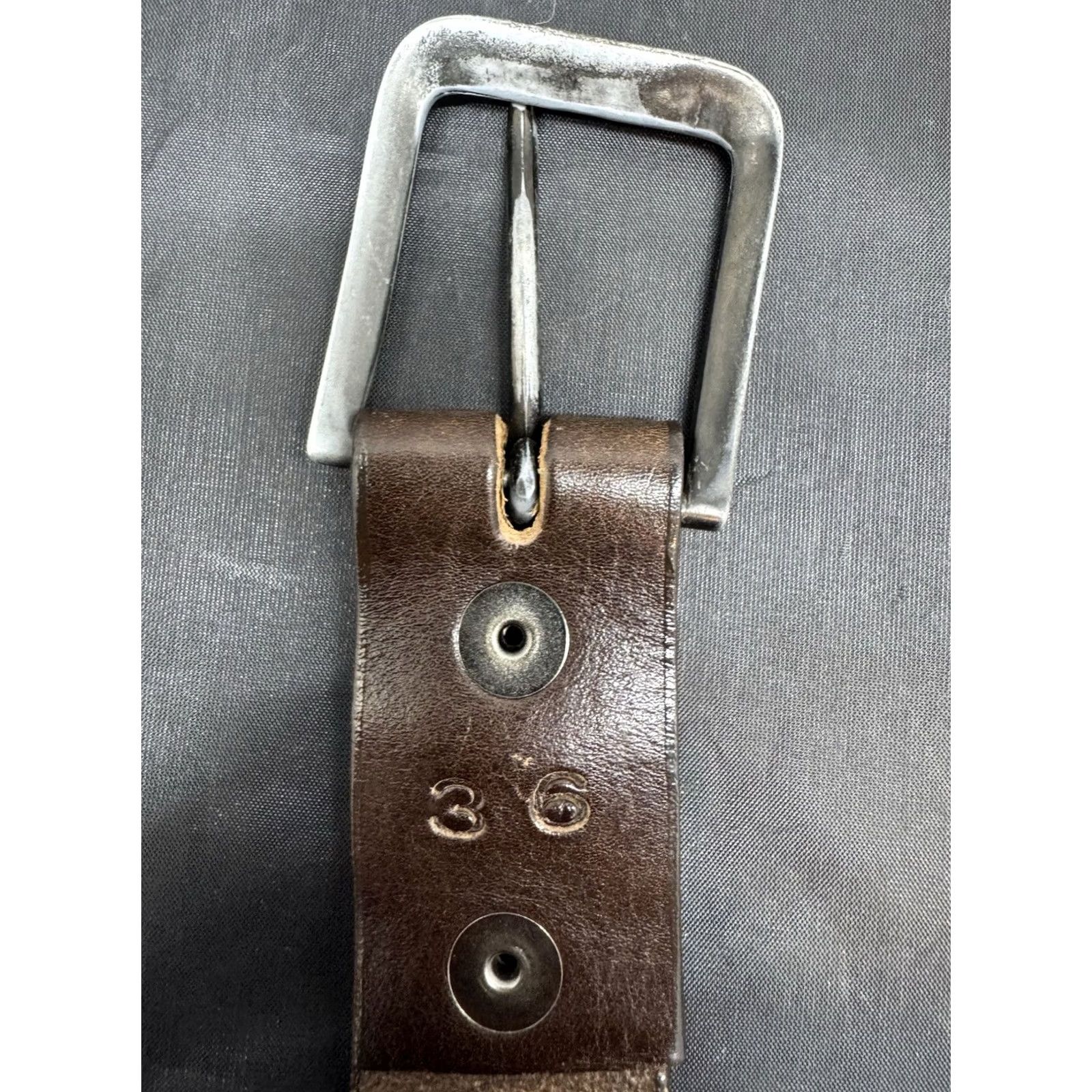 Vintage Stickman Leather Belt Mens 36 Brown Silver Buckle Workwear Size Size 36 - 2 Thumbnail