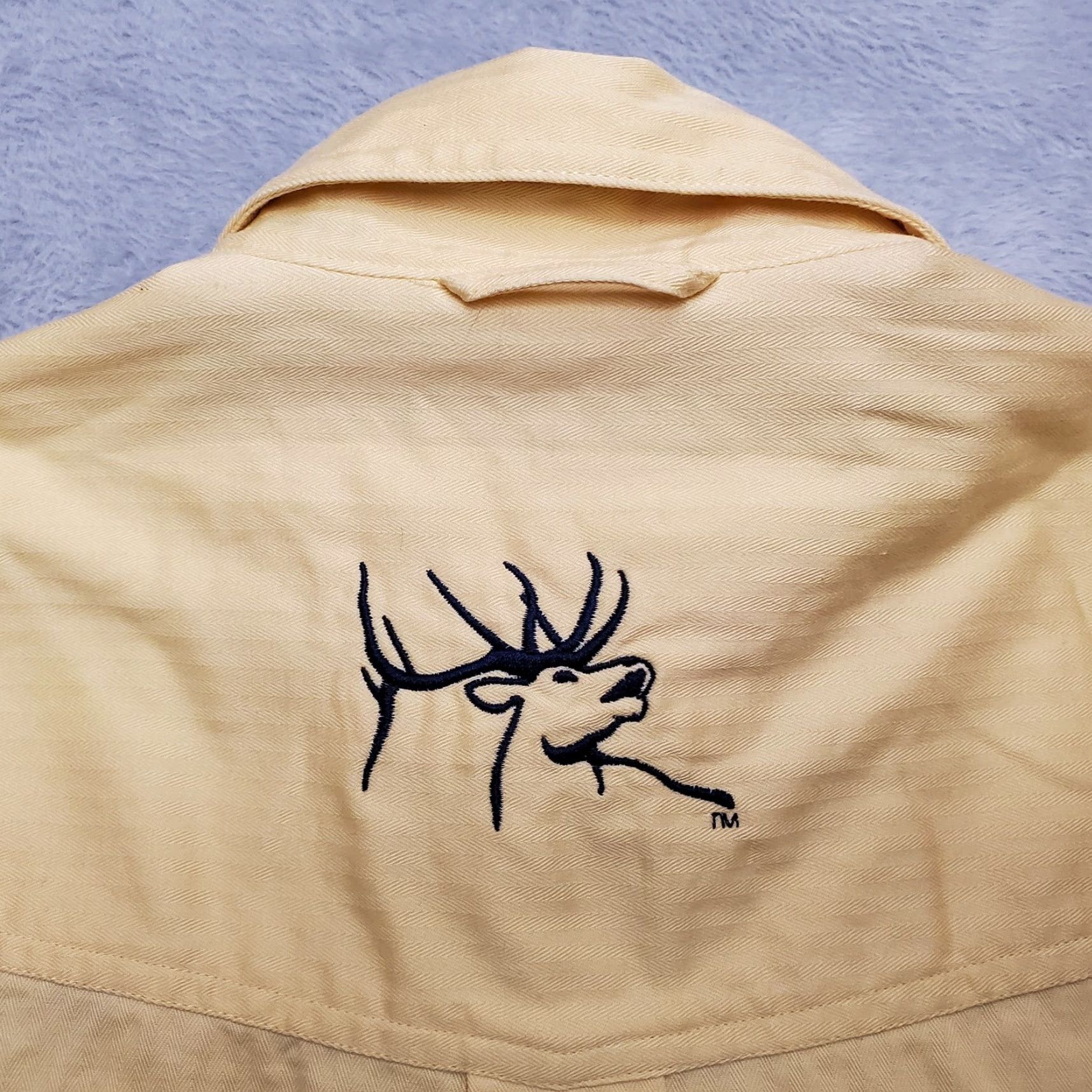 Roper Rocky Mountain Elk Foundation Shirt Men Small Yellow Herringbone Western RMEF Size US S / EU 44-46 / 1 - 7 Thumbnail