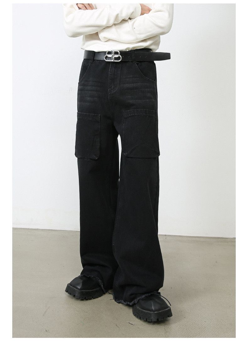 Japanese Brand Japanese black loose straight wide-leg cargo jeans Size US 32 / EU 48 - 2 Thumbnail