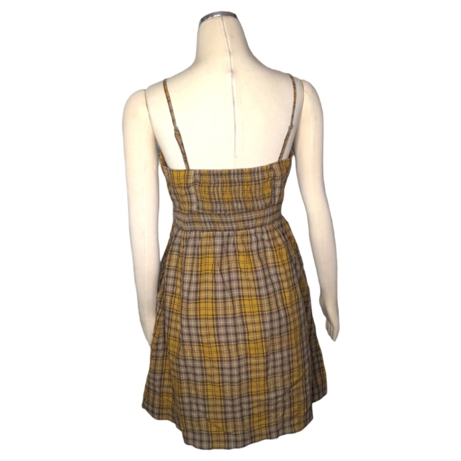 Anthropologie ANTHROPOLOGIE MAEVE Yellow Plaid Spaghetti Strap Dress Size M / US 6-8 / IT 42-44 - 4 Thumbnail