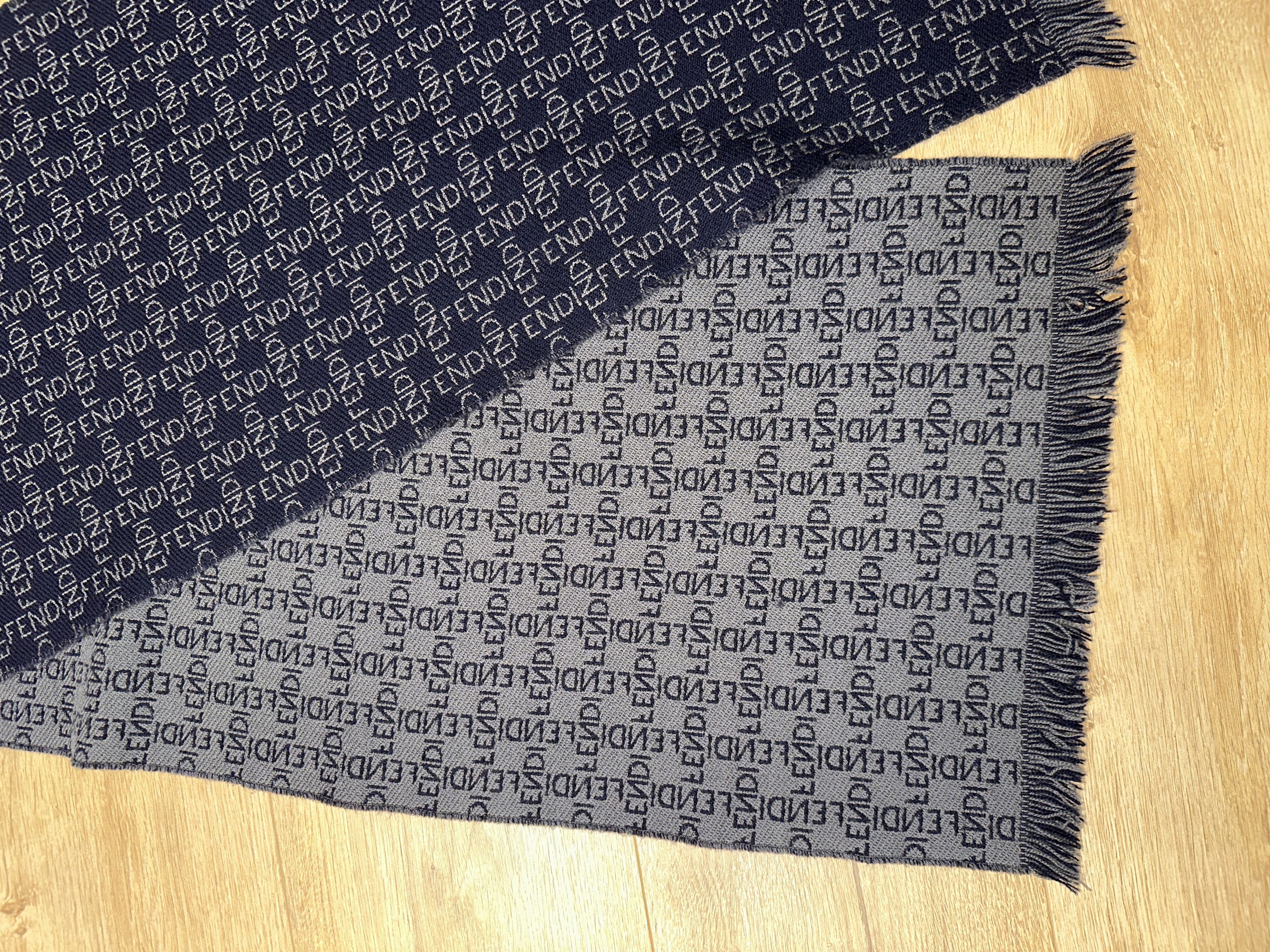 Fendi Rare Fendi Zucca Monogram Wool Scarf Fringed 140x34 Cm Size ONE SIZE - 5 Thumbnail