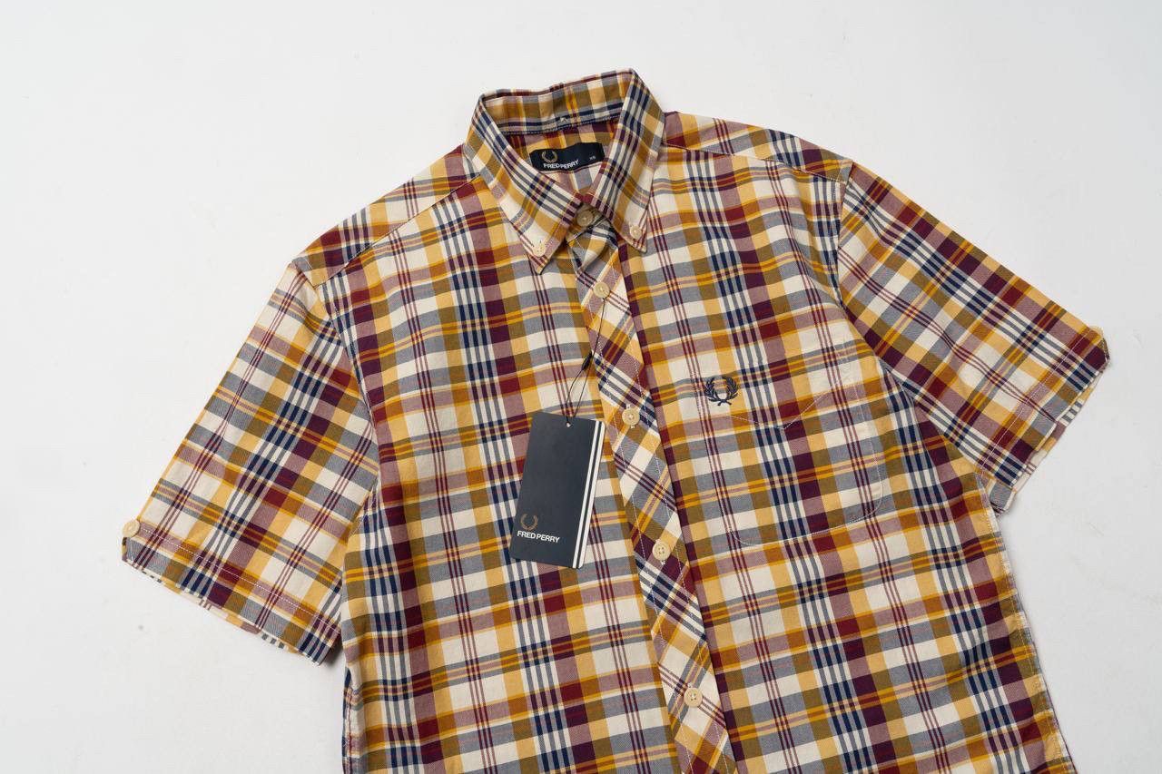 Fred Perry 🔵 FRED PERRY Short Sleeve Cotton Madras Check Shirt Size US XS / EU 42 / 0 - 5 Thumbnail