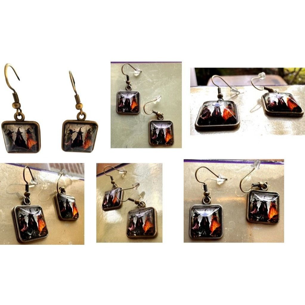 Handmade Macbeth Three Witches Earrings Halloween Supernatural Power Size ONE SIZE - 8 Thumbnail