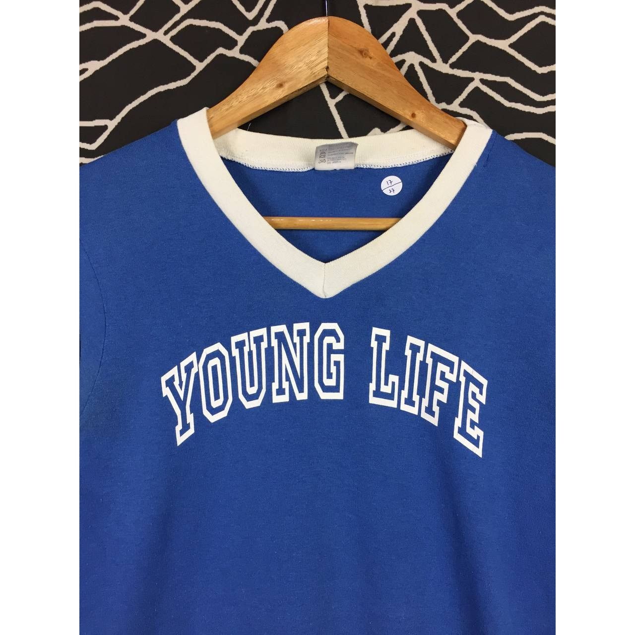 Augusta Sportswear × Vintage Vtg 50/50 Augusta Sportswear Young Life Sleeve Stripe Tee Size US S / EU 44-46 / 1 - 3 Thumbnail