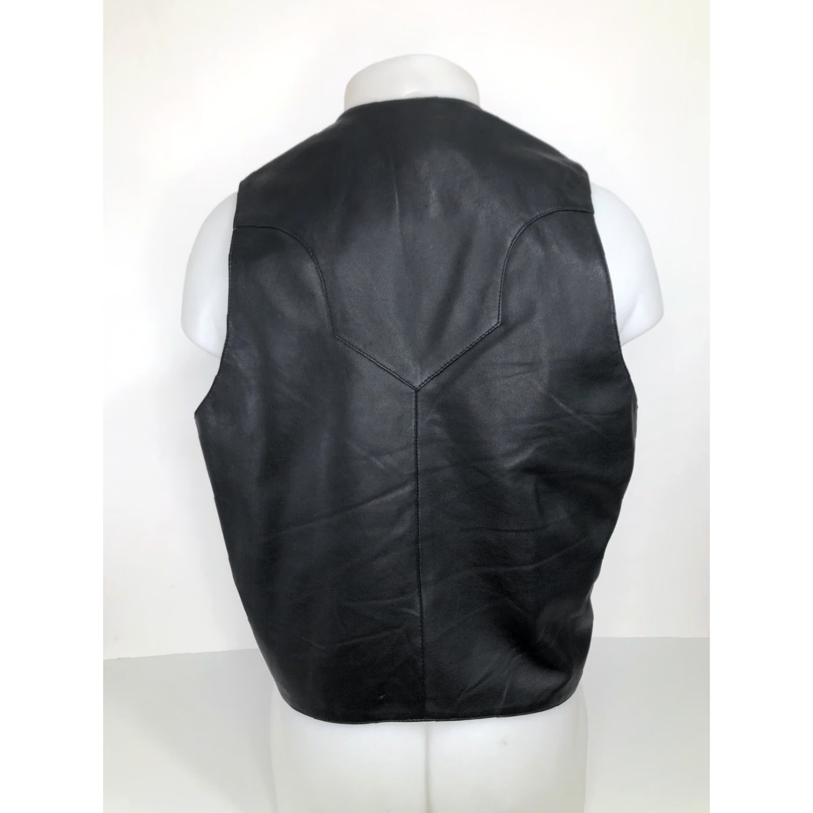 Vintage CAVENDER'S Leather Western Vest - M/L Black, Cowboy, Men, Vest, Cavender's, Leather, Western, 28 Pit to Pit, Excellent Size US L / EU 52-54 / 3 - 3 Thumbnail