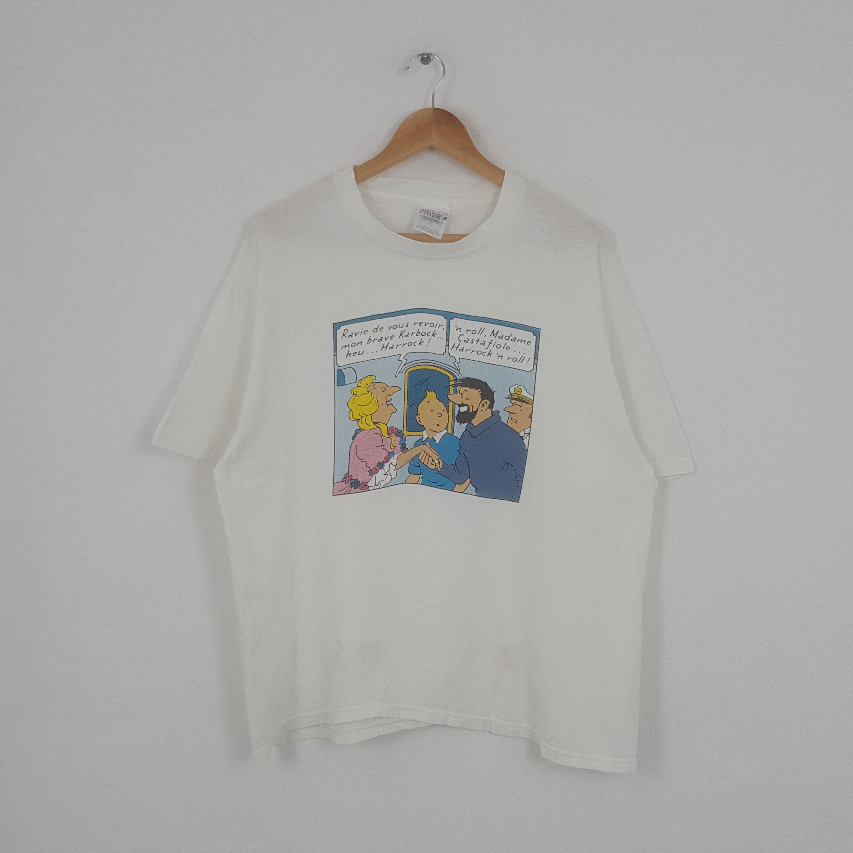 Vintage Vintage Adventure of Tintin American Cartoon Tshirt Size US XL / EU 56 / 4 - 1 Thumbnail