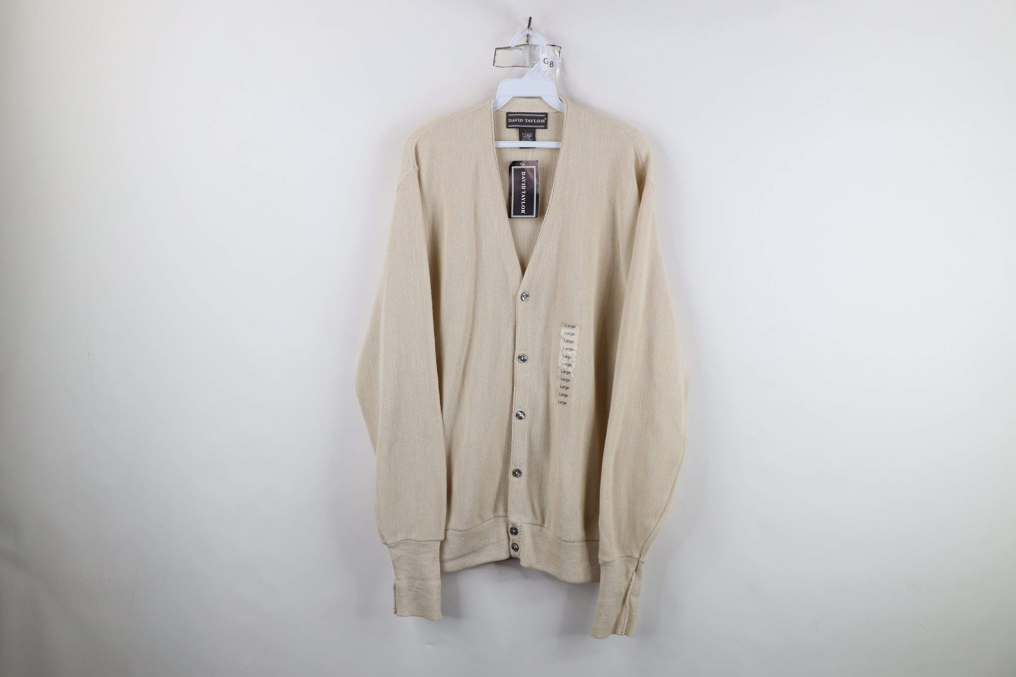 Vintage Deadstock Vintage 90s Streetwear Cardigan Sweater Beige USA Size US L / EU 52-54 / 3 - 1 Thumbnail