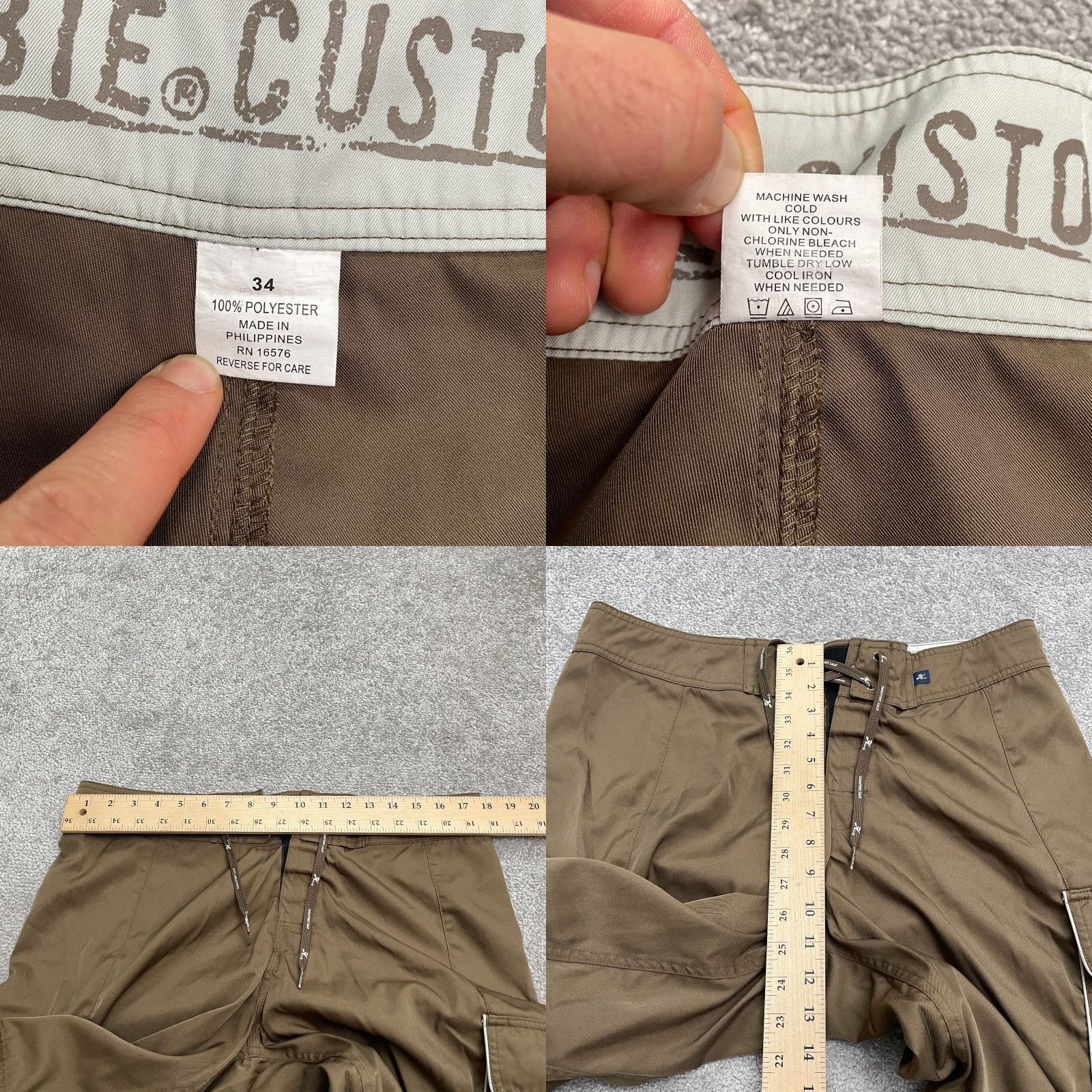 Vintage Hobie Board Shorts Swim Trunks Mens 34 Brown Cargo Pockets Drawstring Custom Size US 34 / EU 50 - 8 Thumbnail