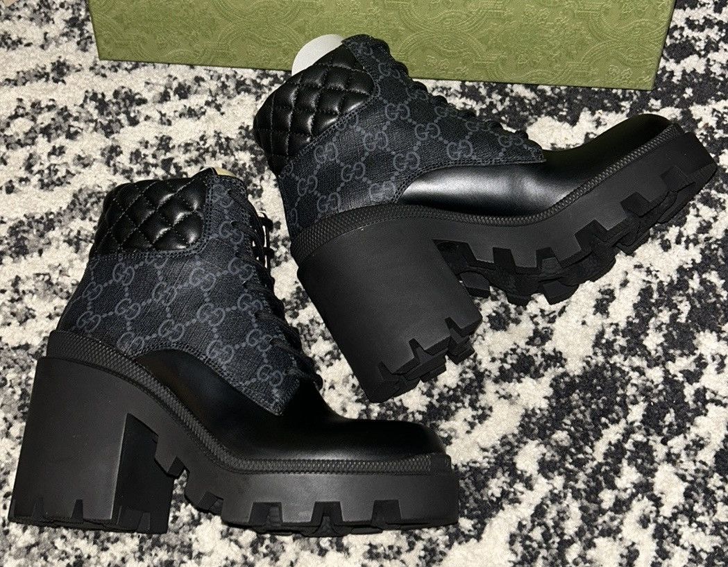 Gucci Gucci Women's GG Platform High Block Heel Ankle Boots Size US 5 / IT 35 - 5 Thumbnail