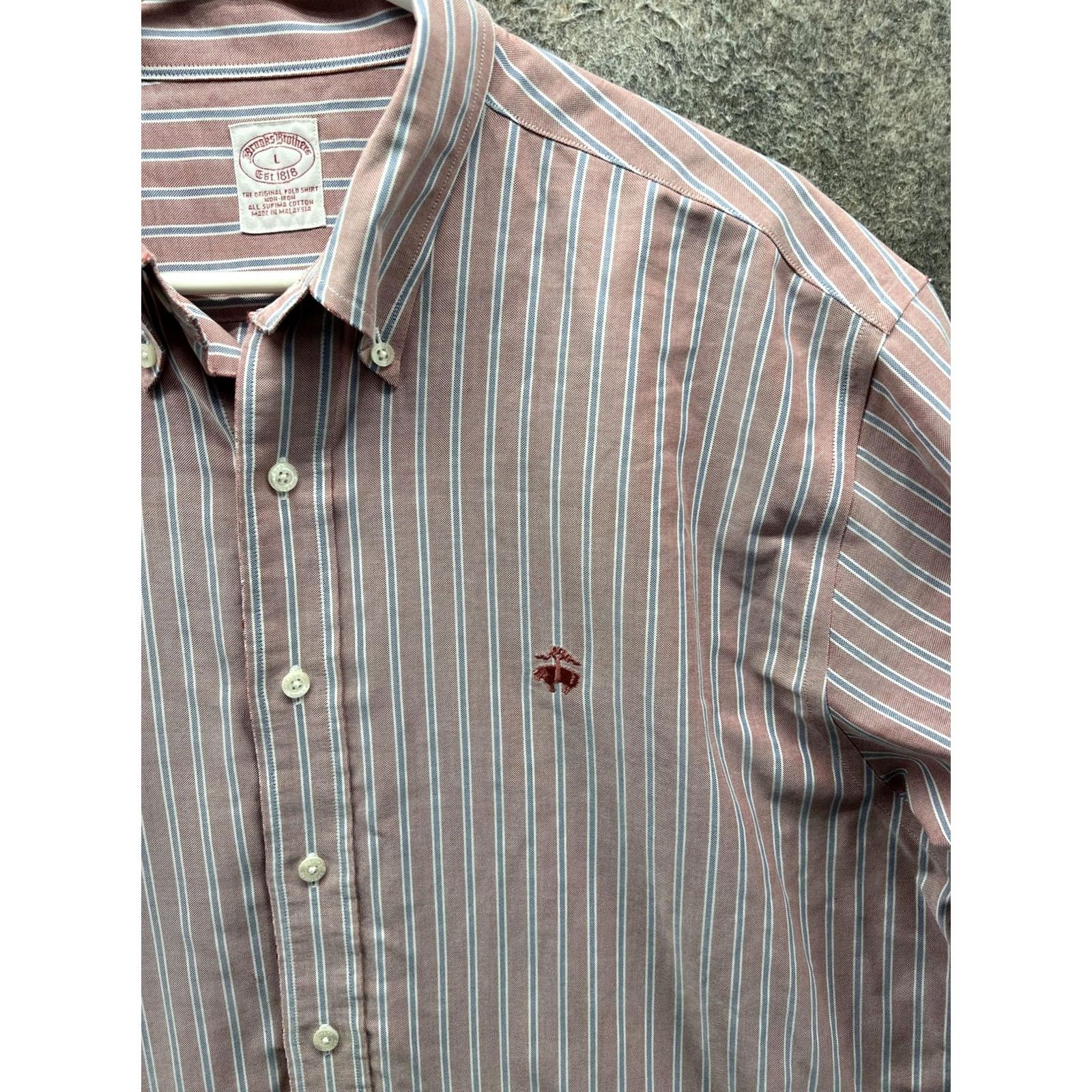 Brooks Brothers Brooks Brothers Shirt Mens Large Red Stripe Oxford Button Front Business Size US L / EU 52-54 / 3 - 6 Thumbnail