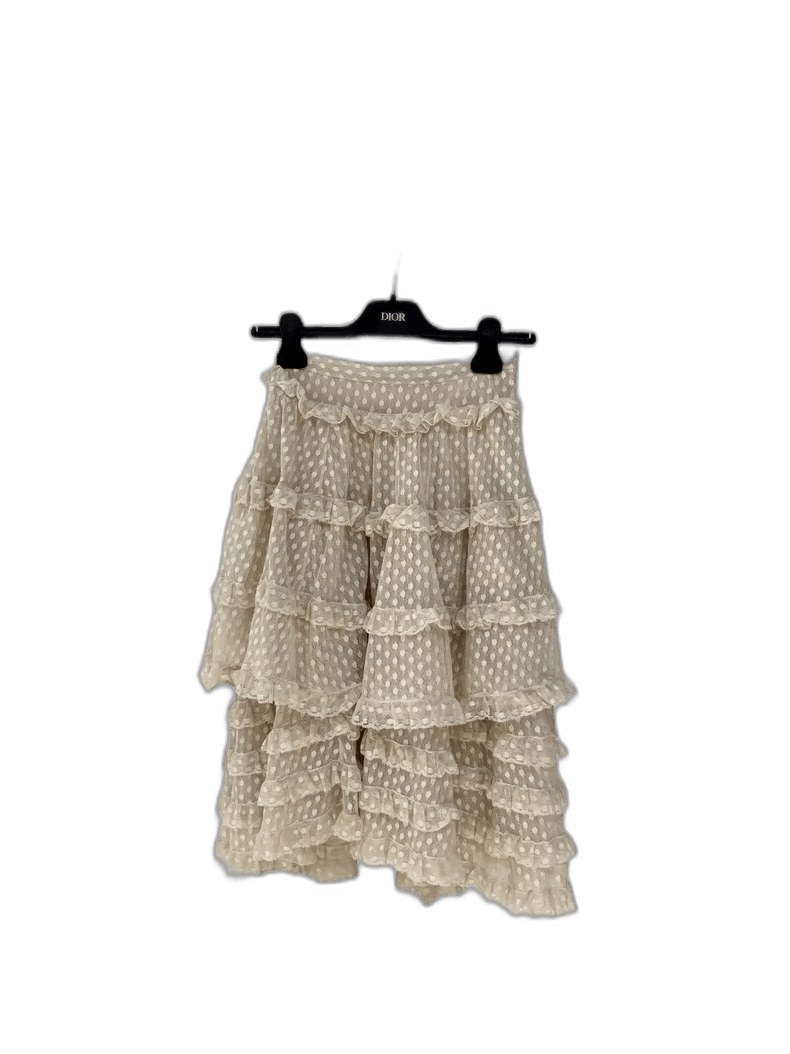 Dior Dior Polka Dot Ruffled Midi Skirt Size 34" / US 12 / IT 48 - 1 Thumbnail