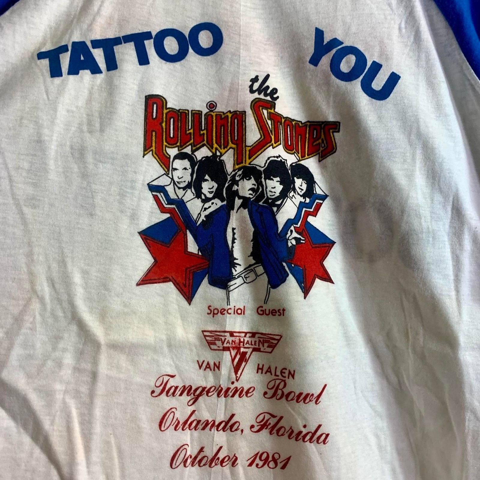 Vintage 1981 THE ROLLING STONES VAN HALEN baseball jersey tee shirt Size US L / EU 52-54 / 3 - 1 Thumbnail
