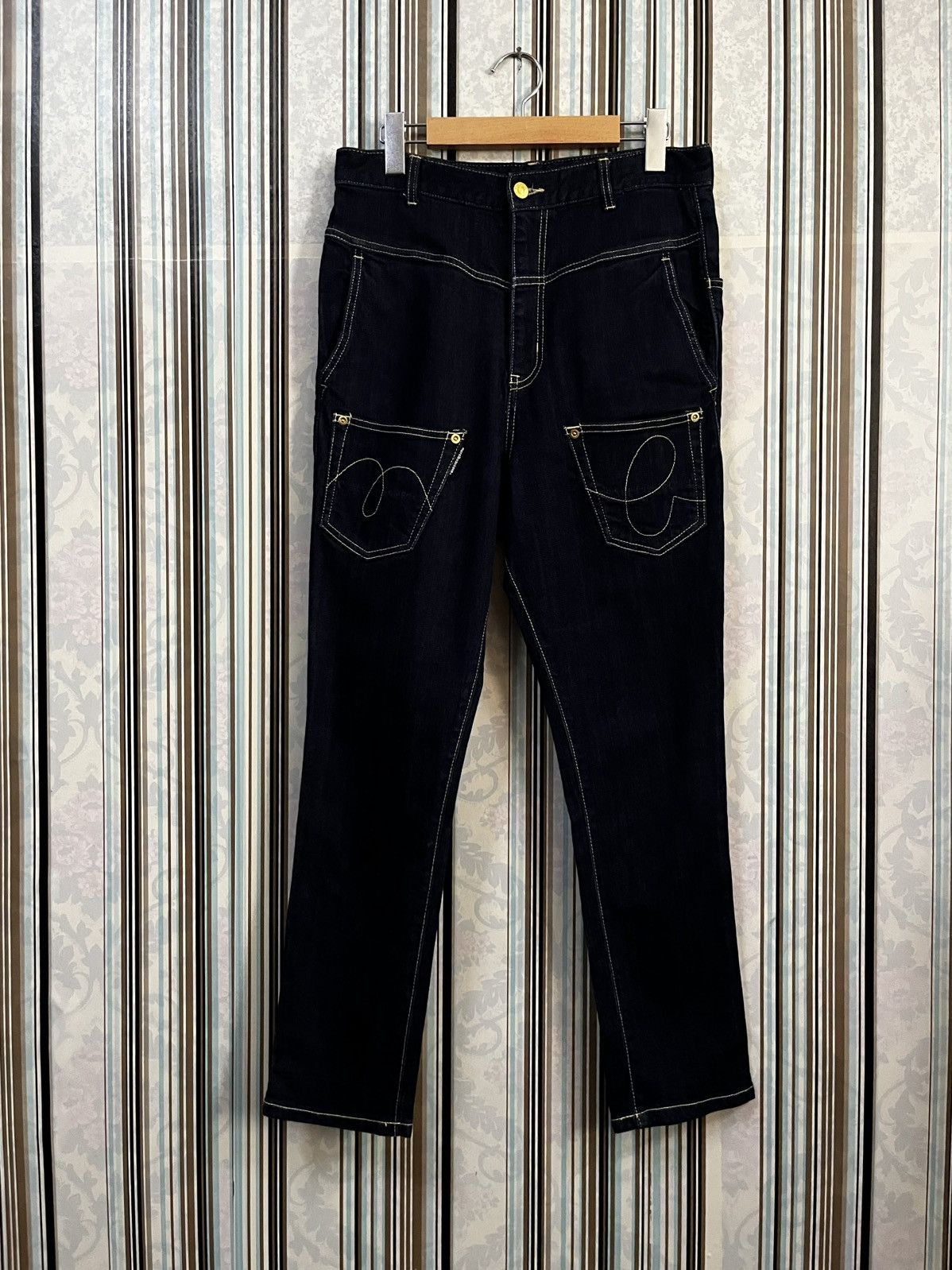 Issey Miyake 2000s mercibeaucoup dark indigo skinny stretch #D3 Size US 29 - 2 Thumbnail