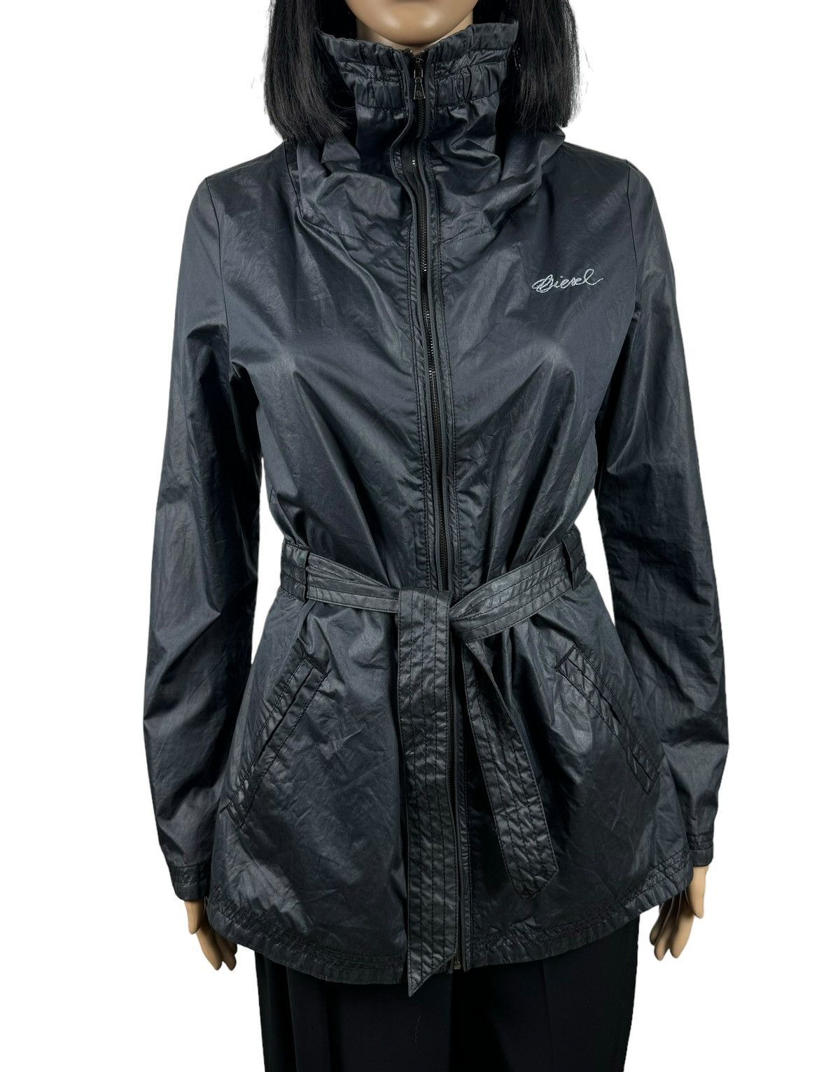Diesel × Vintage Diesel Navy Blue Nylon Parka Belted Vintage size XL Size XL / US 12-14 / IT 48-50 - 2 Thumbnail
