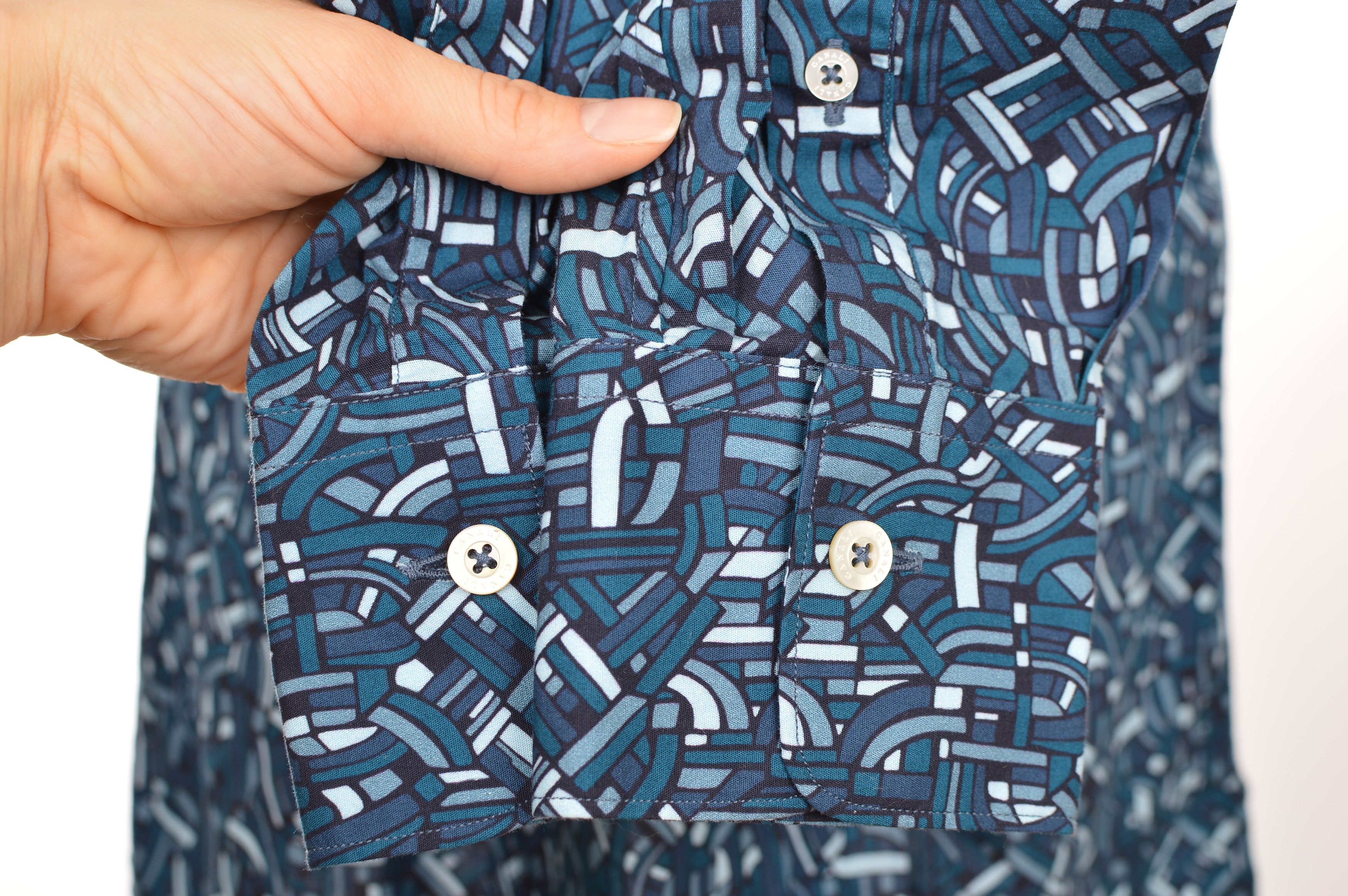 Canali Canali Blue Full-Print Cotton Button Shirt Size US S / EU 44-46 / 1 - 4 Thumbnail