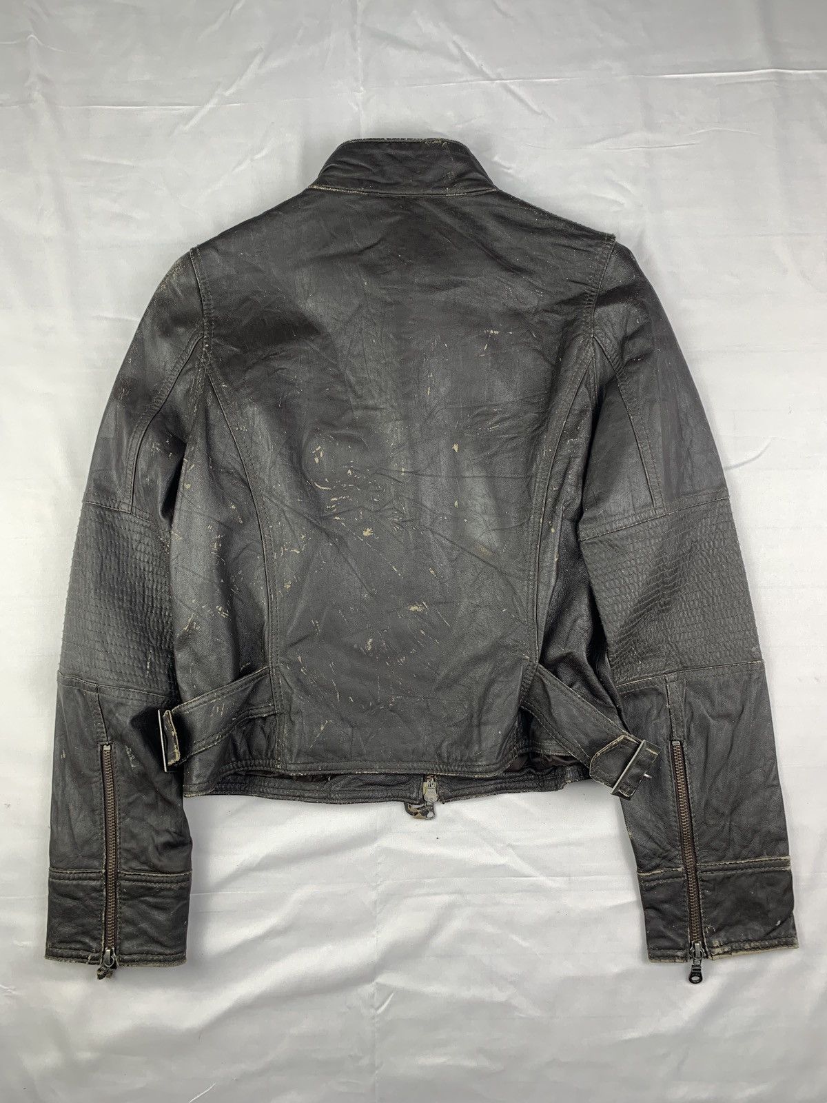 Japanese Brand Le Mieux Japan Brown Biker Iconic Type Leather Trash Jacket Size L / US 10 / IT 46 - 4 Thumbnail