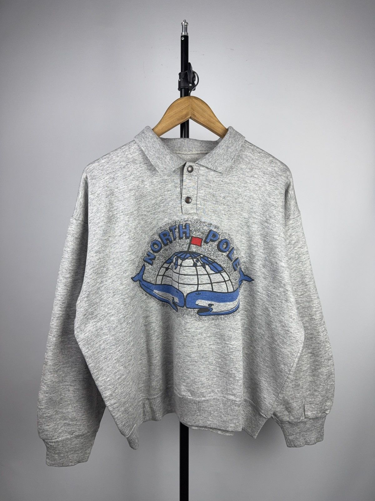 Vintage Vintage 80s Retro North Pole Whale Graphic Polo Sweatshirt Size US S / EU 44-46 / 1 - 1 Thumbnail