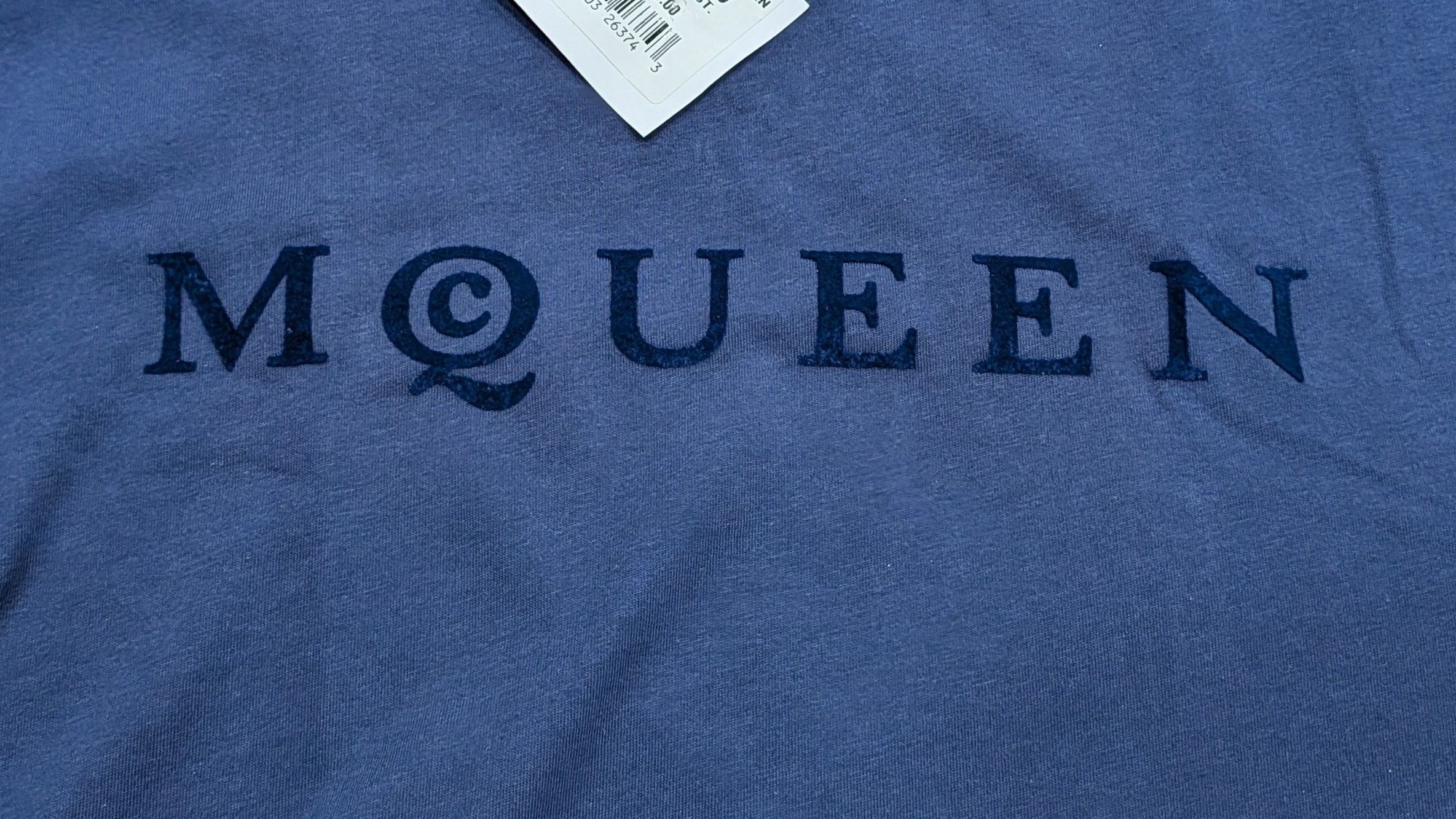 Alexander McQueen Alexander McQueen Flocked Logo T-Shirt Dark Blue 2XL Size US XXL / EU 58 / 5 - 2 Thumbnail