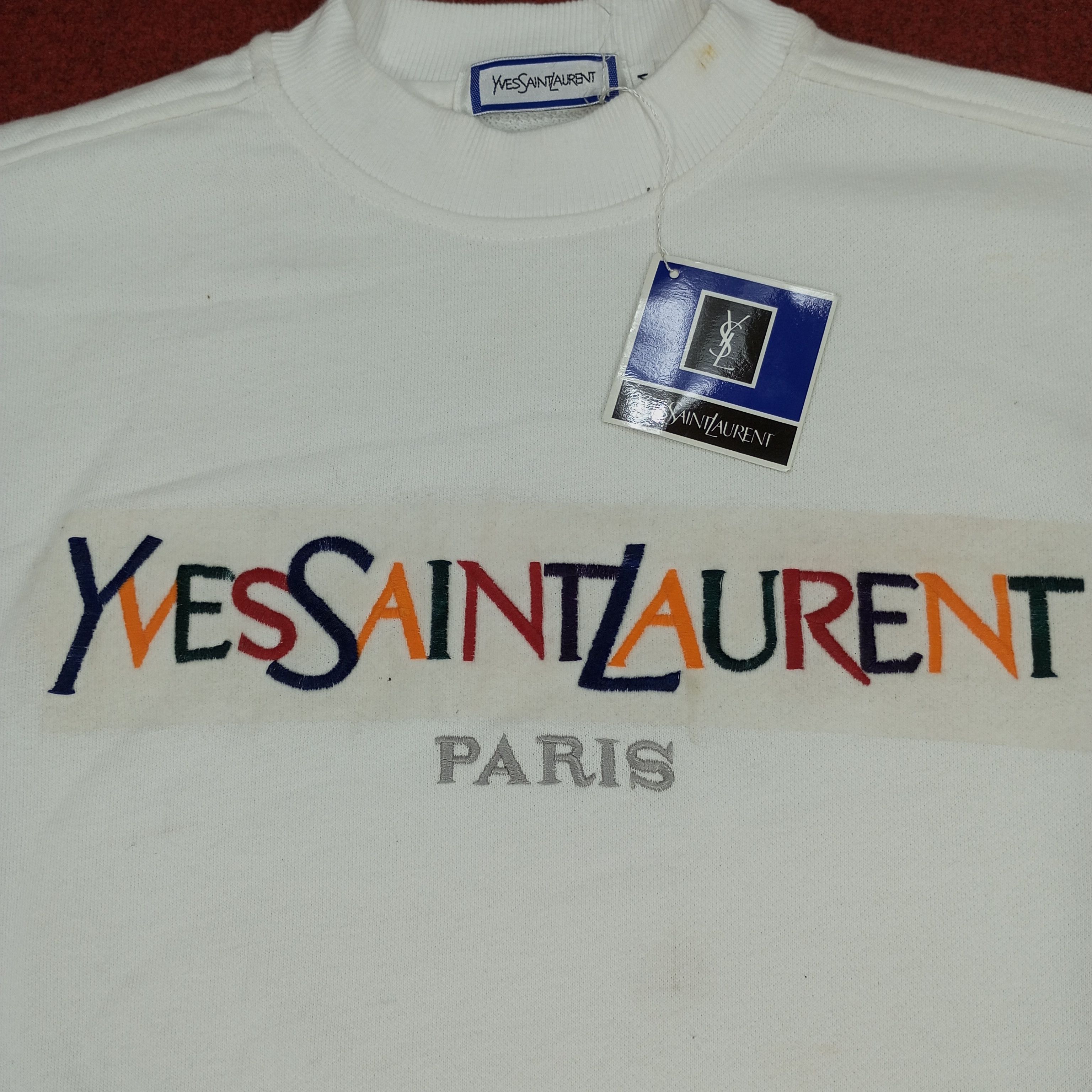 Vintage Yves Saint Laurent Paris Fashion Designer Brand Sweatshirt Size US M / EU 48-50 / 2 - 2 Thumbnail