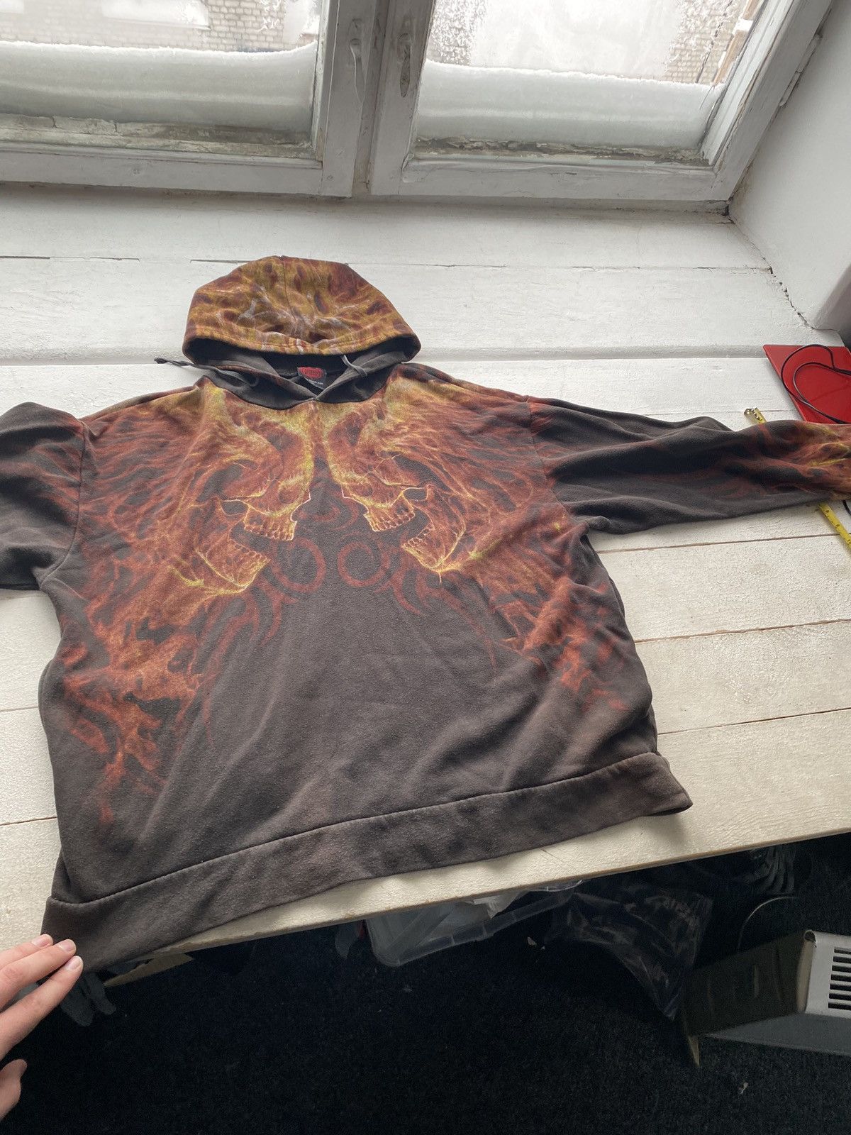 Japanese Brand 🔥Opium Punk Spiral Full Flame Skull Gothic Hoodie oversized Size US XL / EU 56 / 4 - 6 Thumbnail