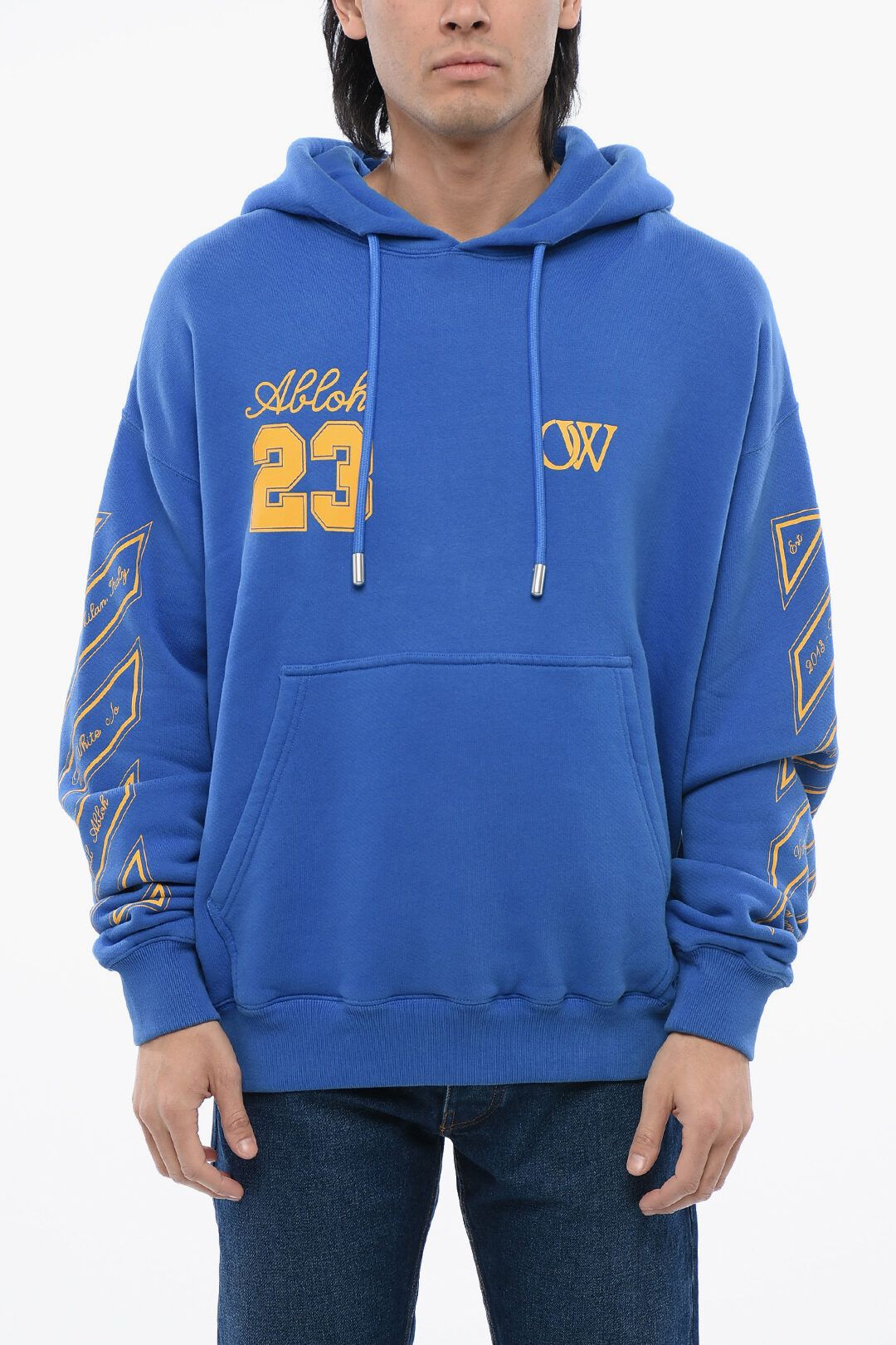 Off-White og1mm1025 Brushed Cotton Ow23 Skate Fit Hoodie in Blue Size US S / EU 44-46 / 1 - 1 Thumbnail