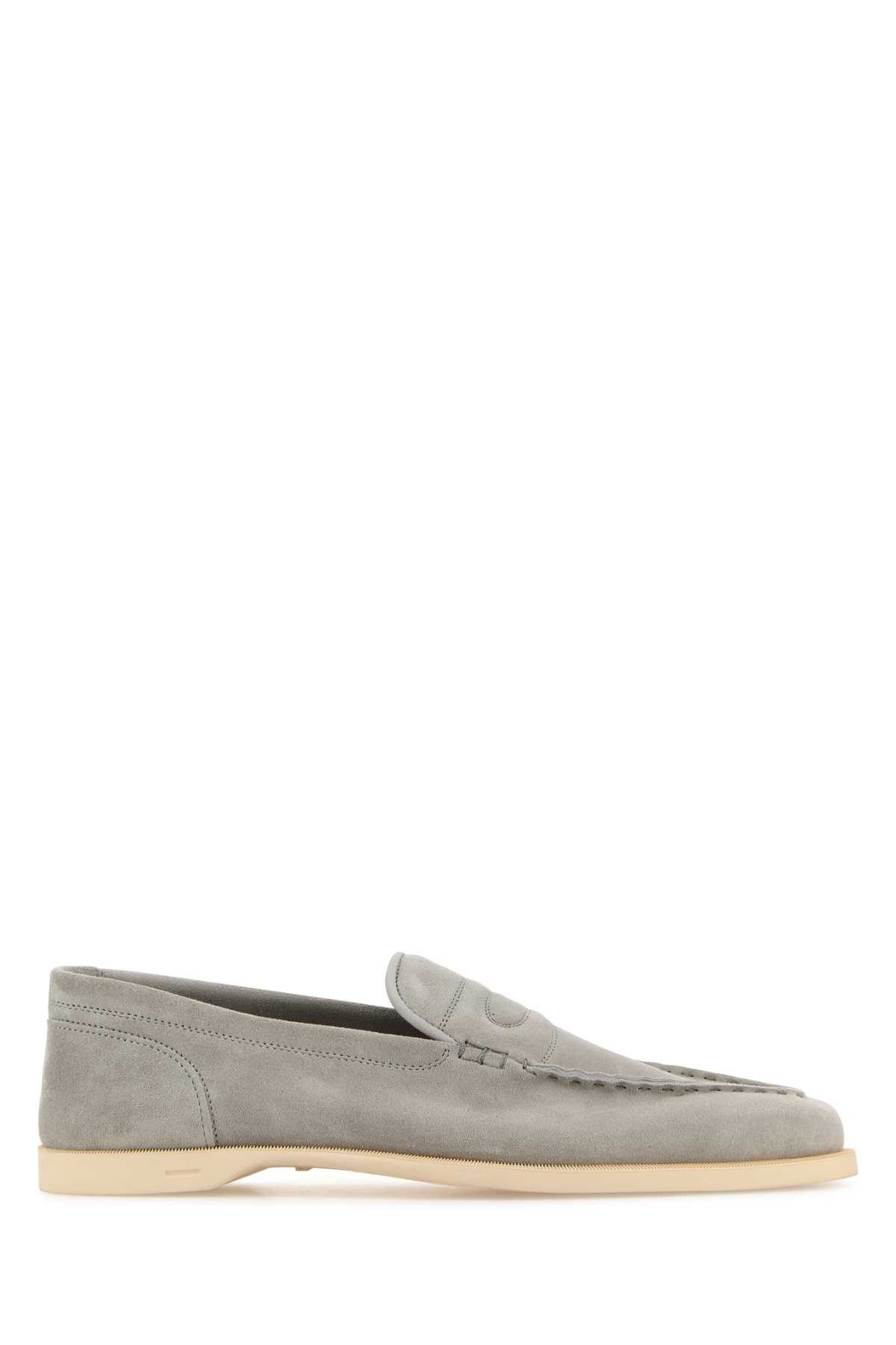 Light Grey Suede Pace Loafers