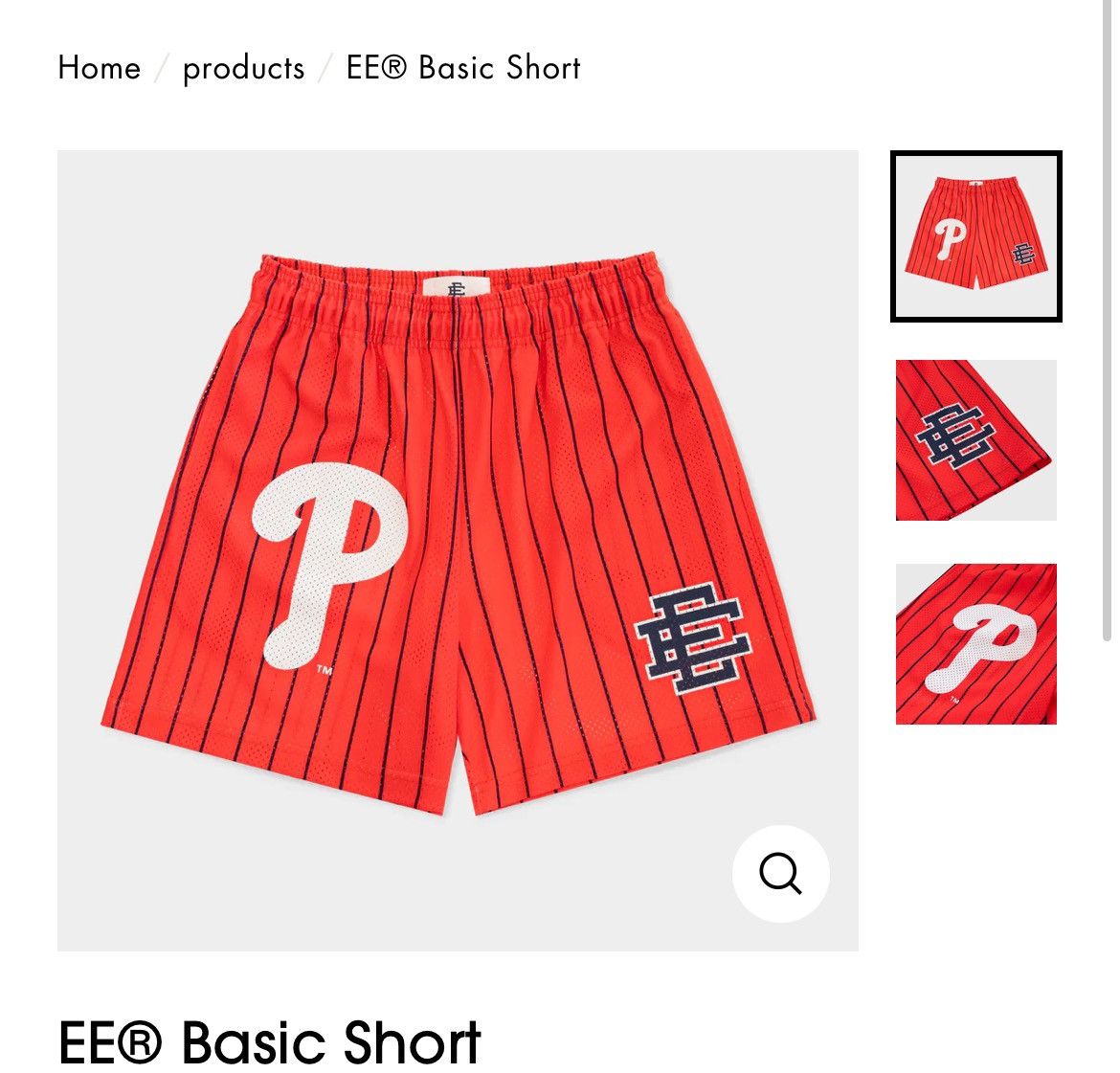 image of Eric Emanuel Ee Phillies Red Shorts Medium, Men's (Size 30)