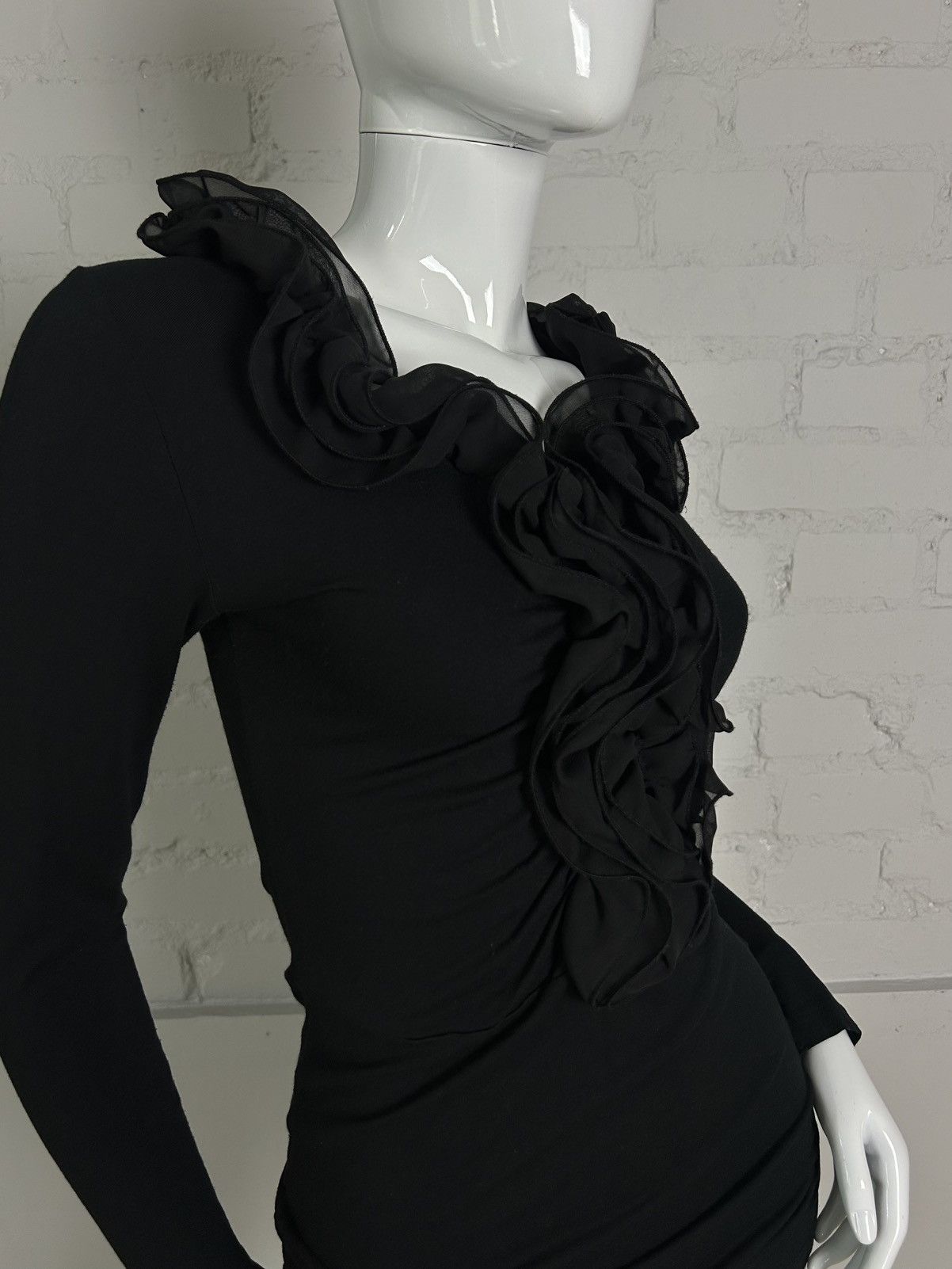 Vintage Black long sleeve ruffle tunic top Size S / US 4 / IT 40 - 6 Thumbnail