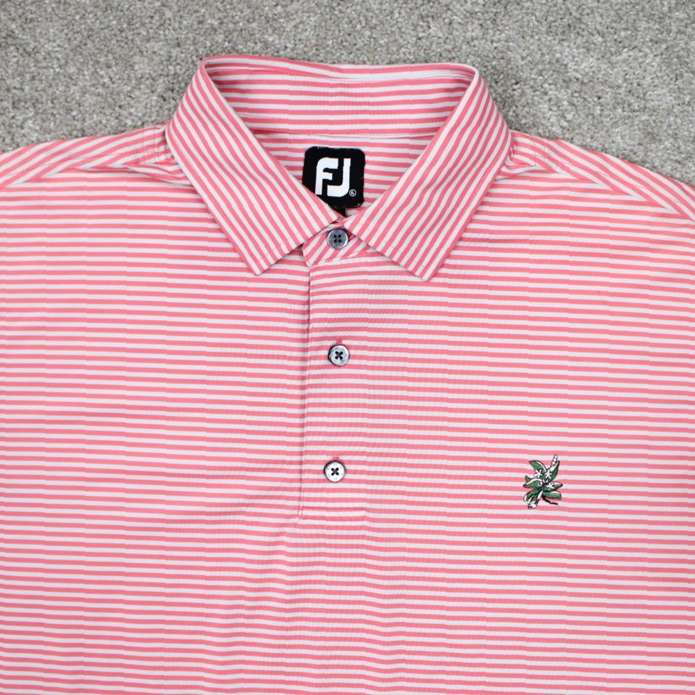 Footjoy FootJoy Polo Shirt Mens XL Pink/White Striped Short Sleeve Golf Stretch Pullover Size US XL / EU 56 / 4 - 5 Thumbnail