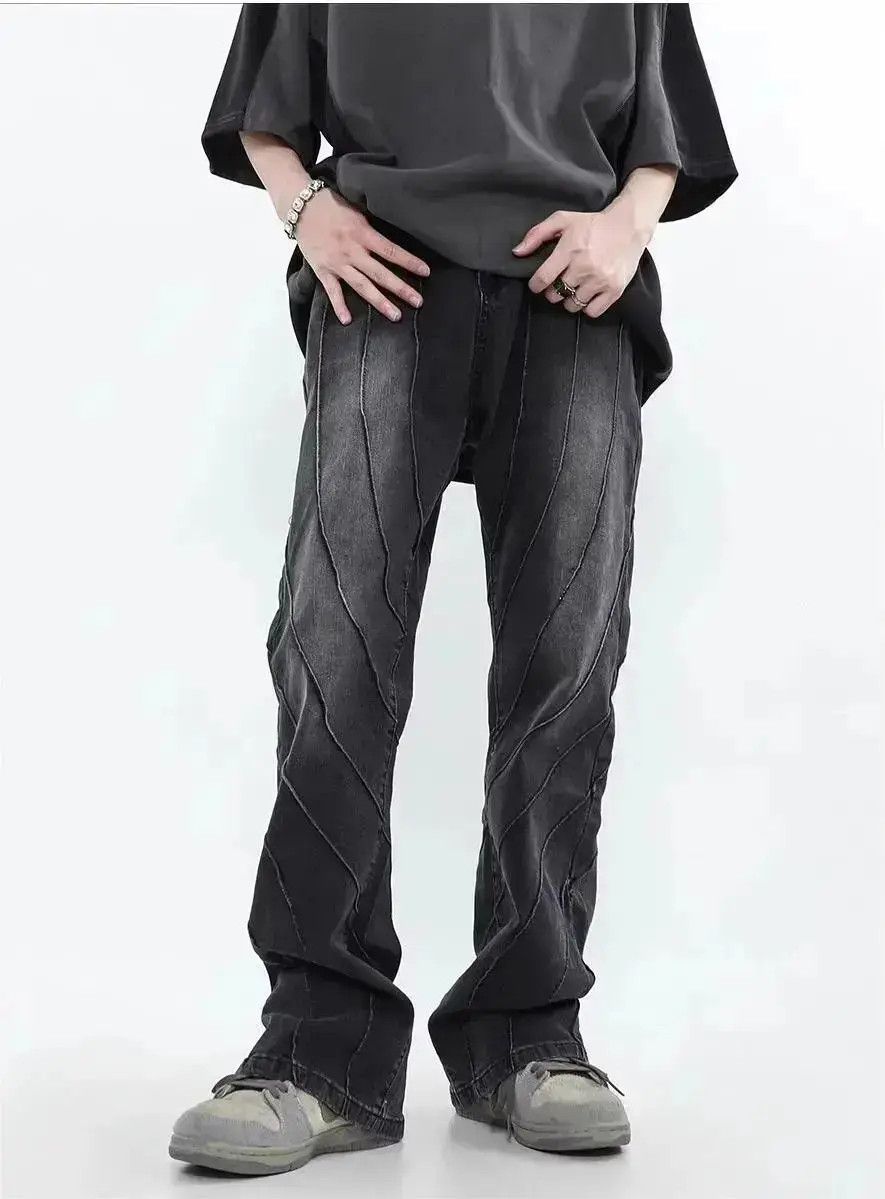 Japanese Brand Retro washed patchwork micro flared jeans Size US 32 / EU 48 - 6 Thumbnail