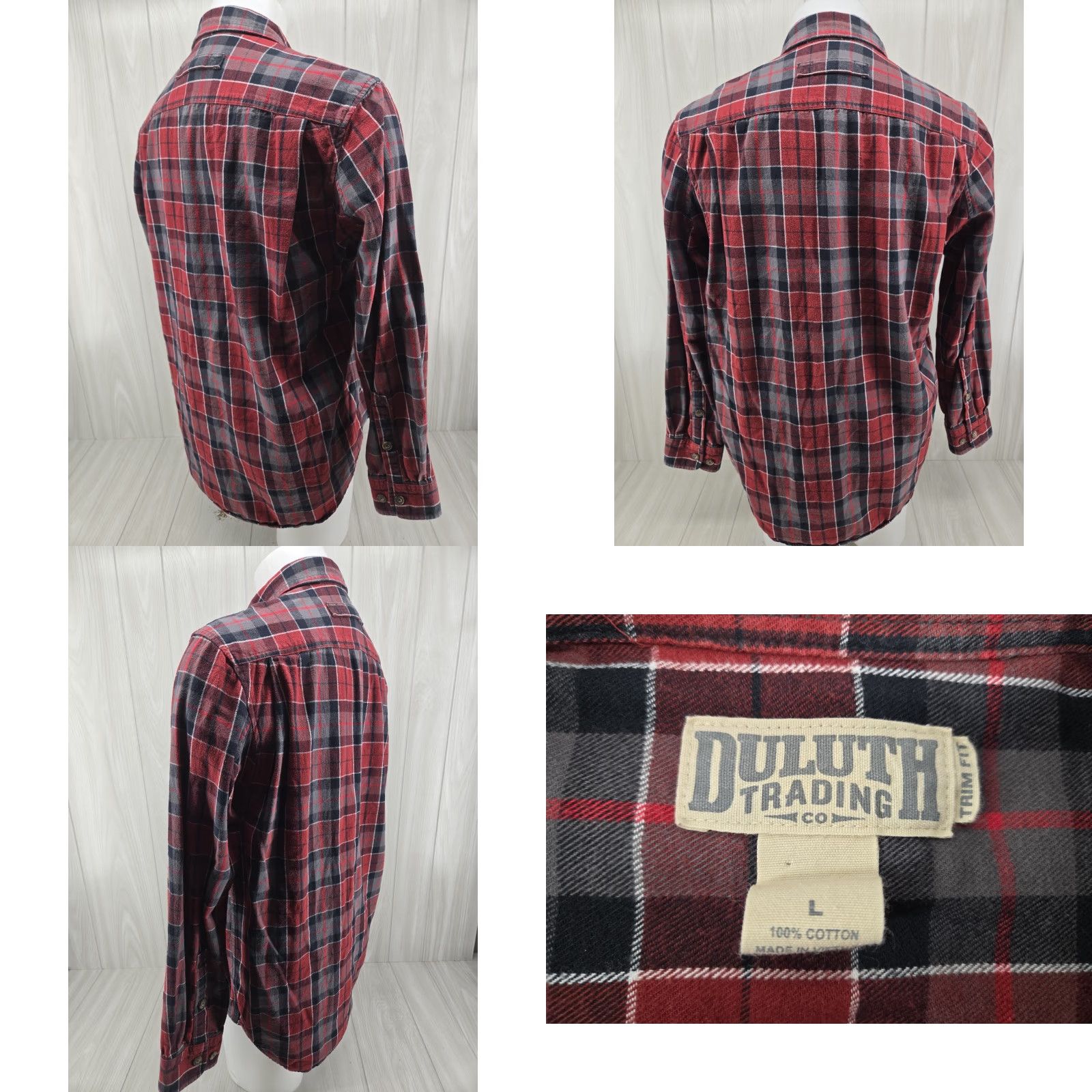 CO Duluth Trading Co Heavy Flannel Shirt Mens Large Red Black Plaid Shirt Size US L / EU 52-54 / 3 - 8 Thumbnail