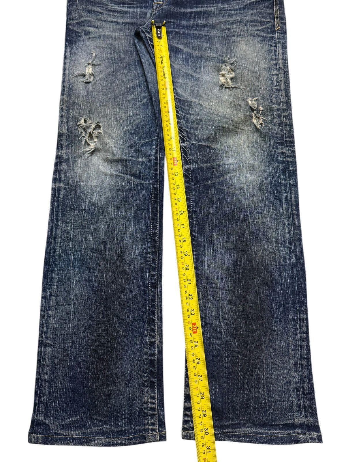 If Six Was Nine Vintage Y2K Buckaro Blue Faded Wash Whisker Distressed Jeans Size US 35 - 11 Thumbnail