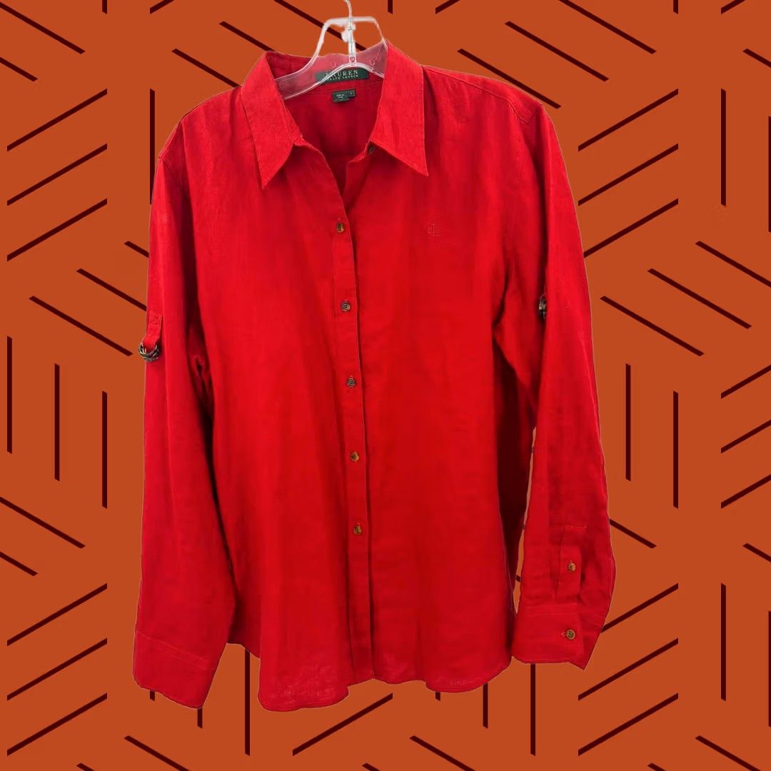 Vintage Pre-Owned Lauren Red Size Large Button Down Size L / US 10 / IT 46 - 1 Thumbnail