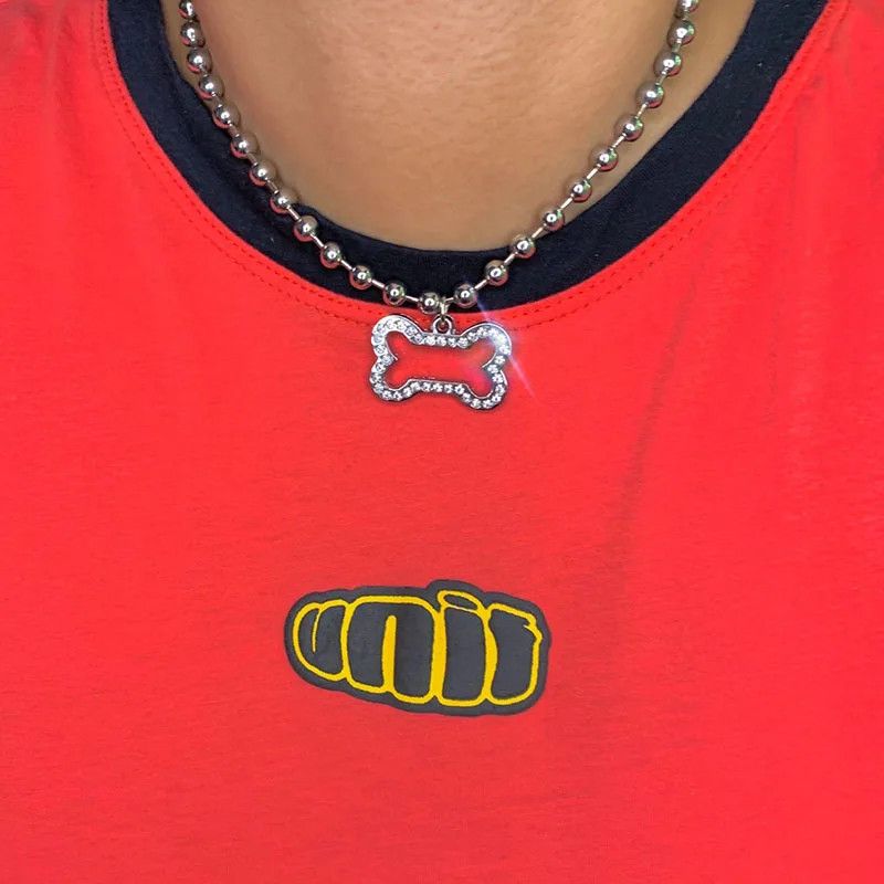 Jewelry Harajuku Hollow Dog Out Bone Metal Crystal Choker Necklace Size ONE SIZE - 2 Thumbnail