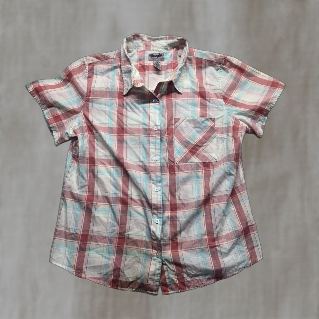 Wrangler Wrangler Shirt Western Multicolor Plaid Short Sleeve Adult Men XL Size 40" / US 18 - 1 Thumbnail