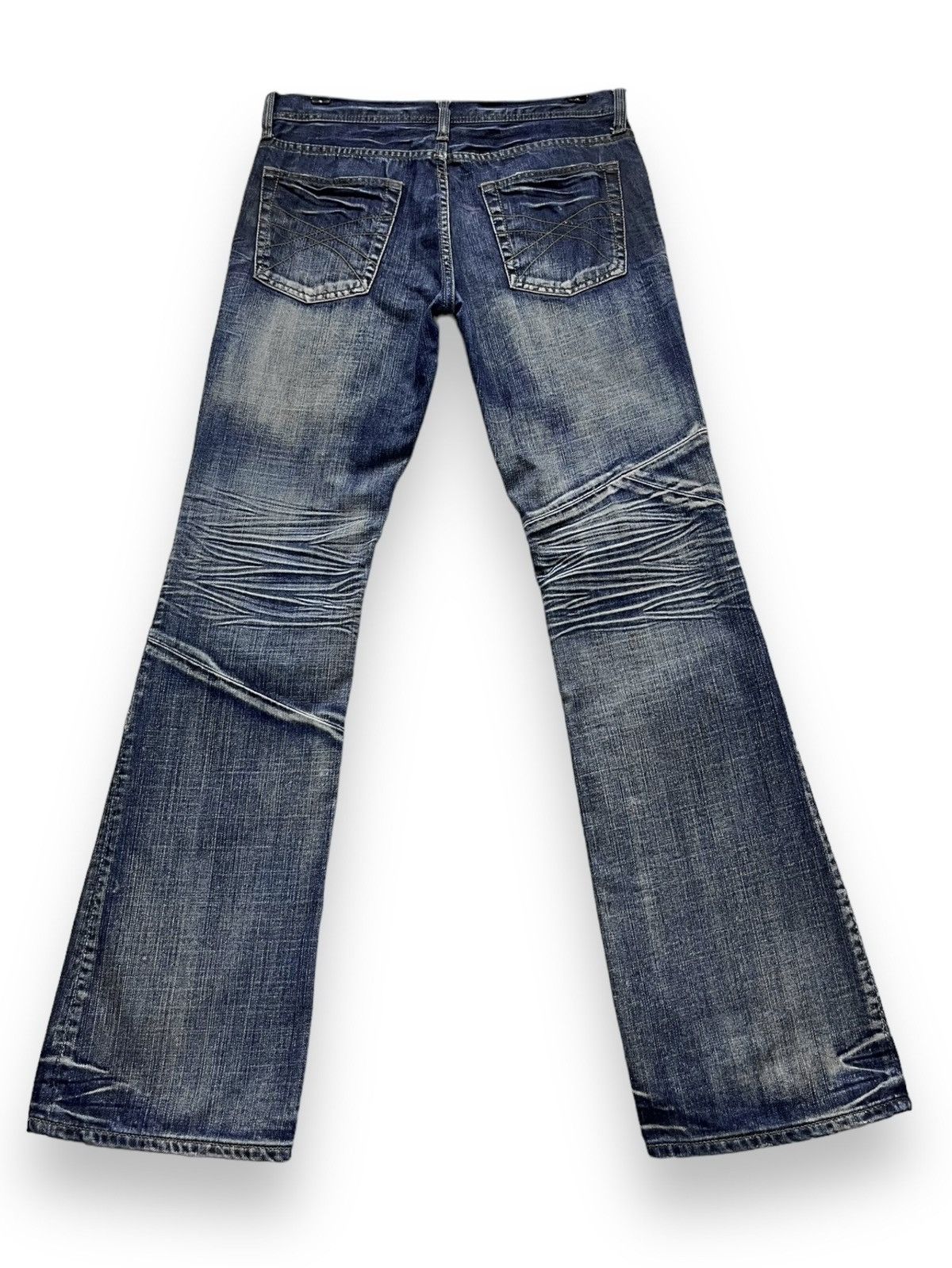 Japanese Brand PUNK FLARE🔥Vtg EDGE X RUPERT Distressed Blue Spliced Denim Size US 32 / EU 48 - 3 Thumbnail