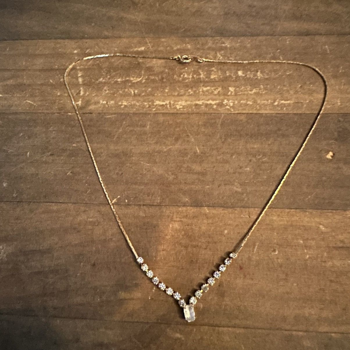 Vintage Vintage gold tone rhinestone tennis V necklace Size ONE SIZE - 5 Thumbnail
