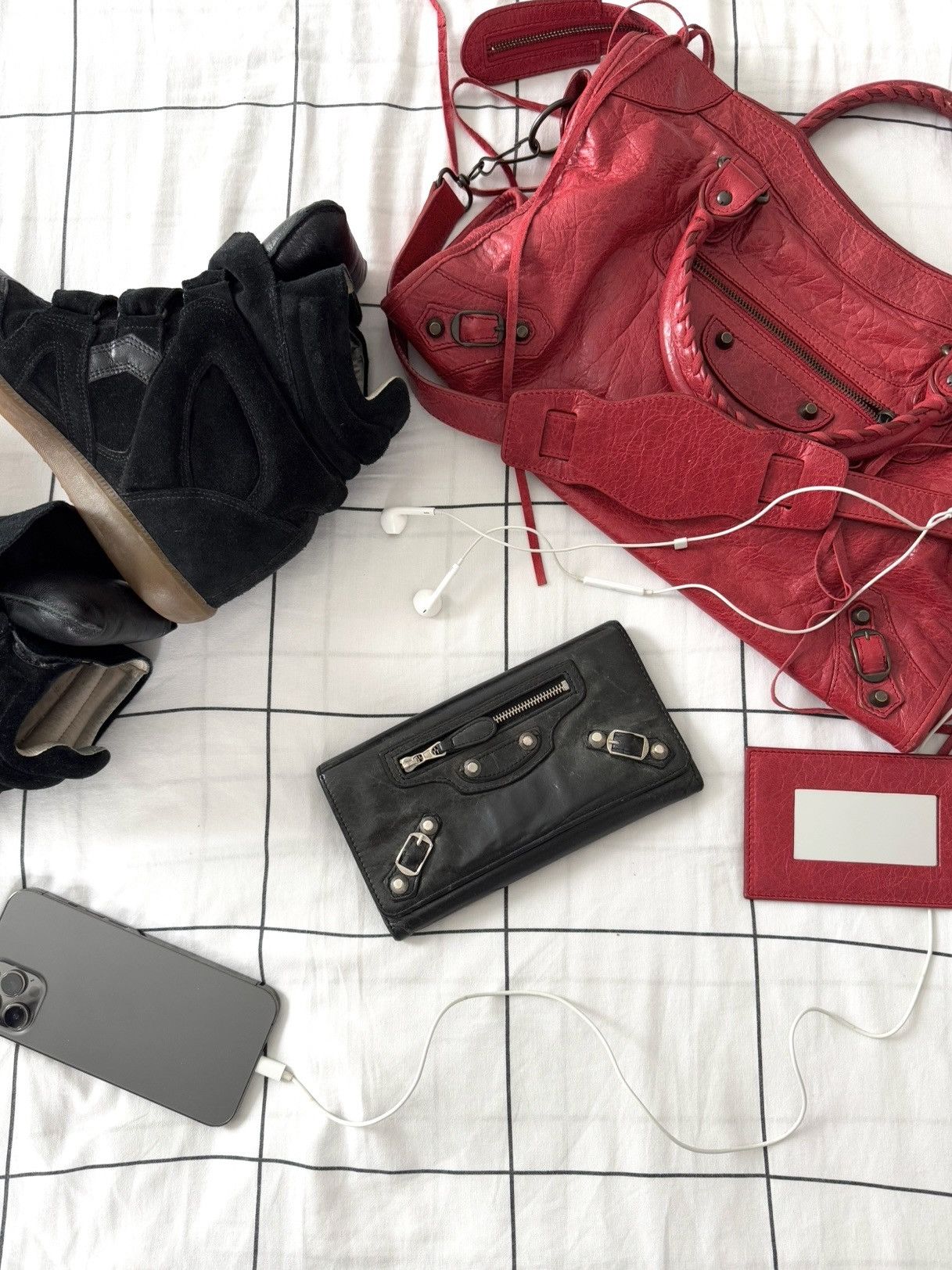 Balenciaga Authentic Balenciaga Red City Bag Real Leather Handbag Size ONE SIZE - 14 Thumbnail
