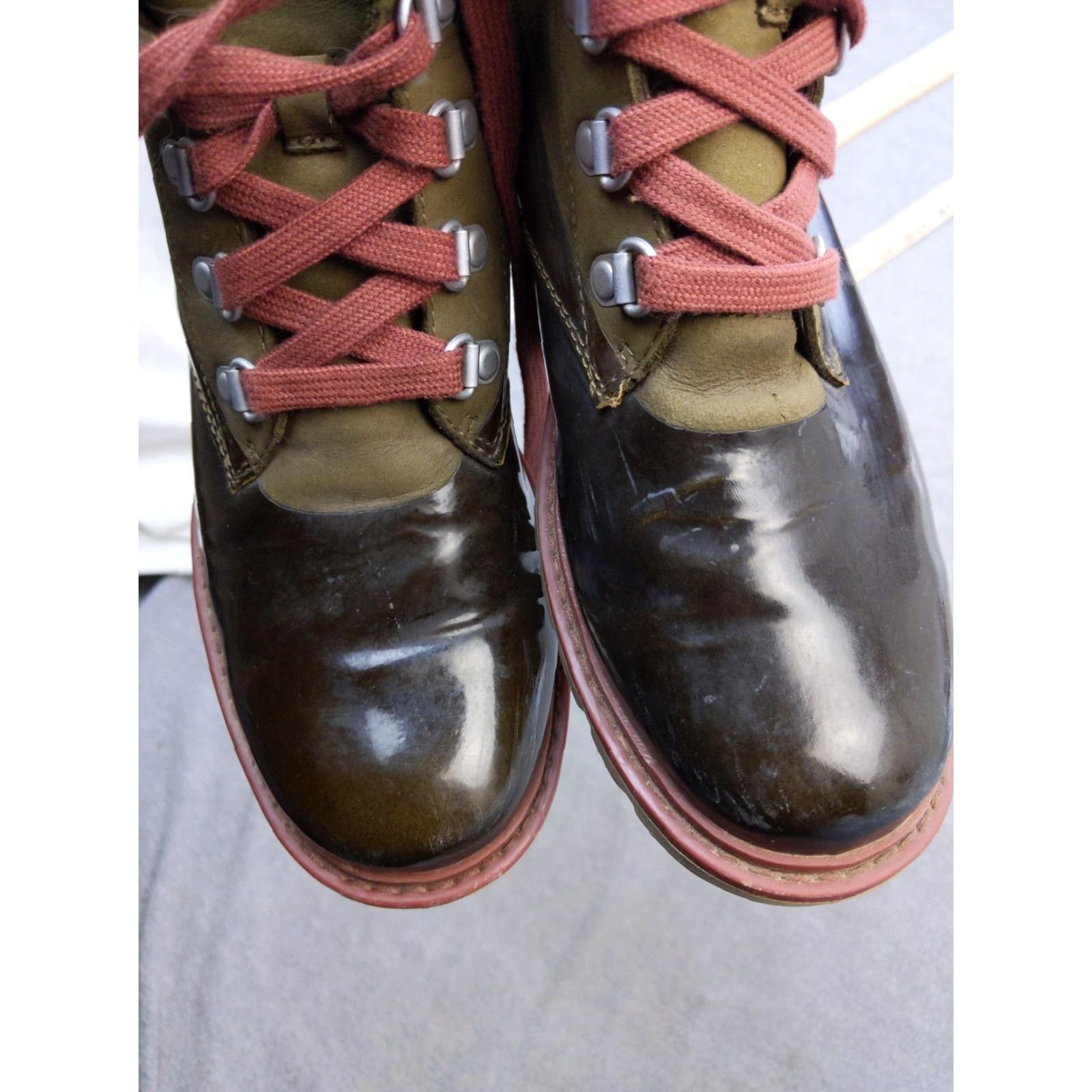 Vintage CAT Caterpillar Boots Womens 7.5 Hiking Snow Boot Brown Green Faux Fur Lined Leather Ankle Size US 8 / IT 38 - 7 Thumbnail